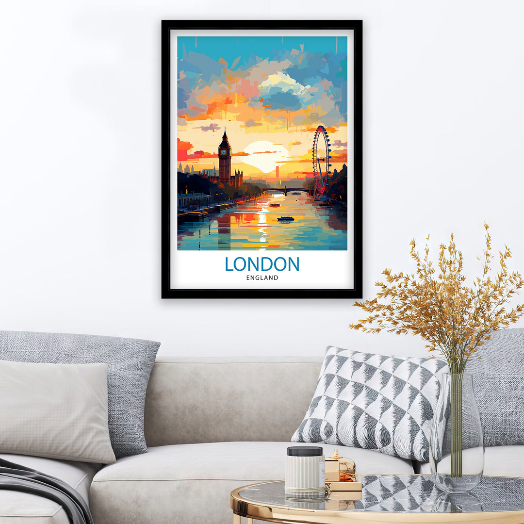 London Travel Print London Wall Art London Home Decor London Illustration Travel Poster Gift For London UK Home Decor