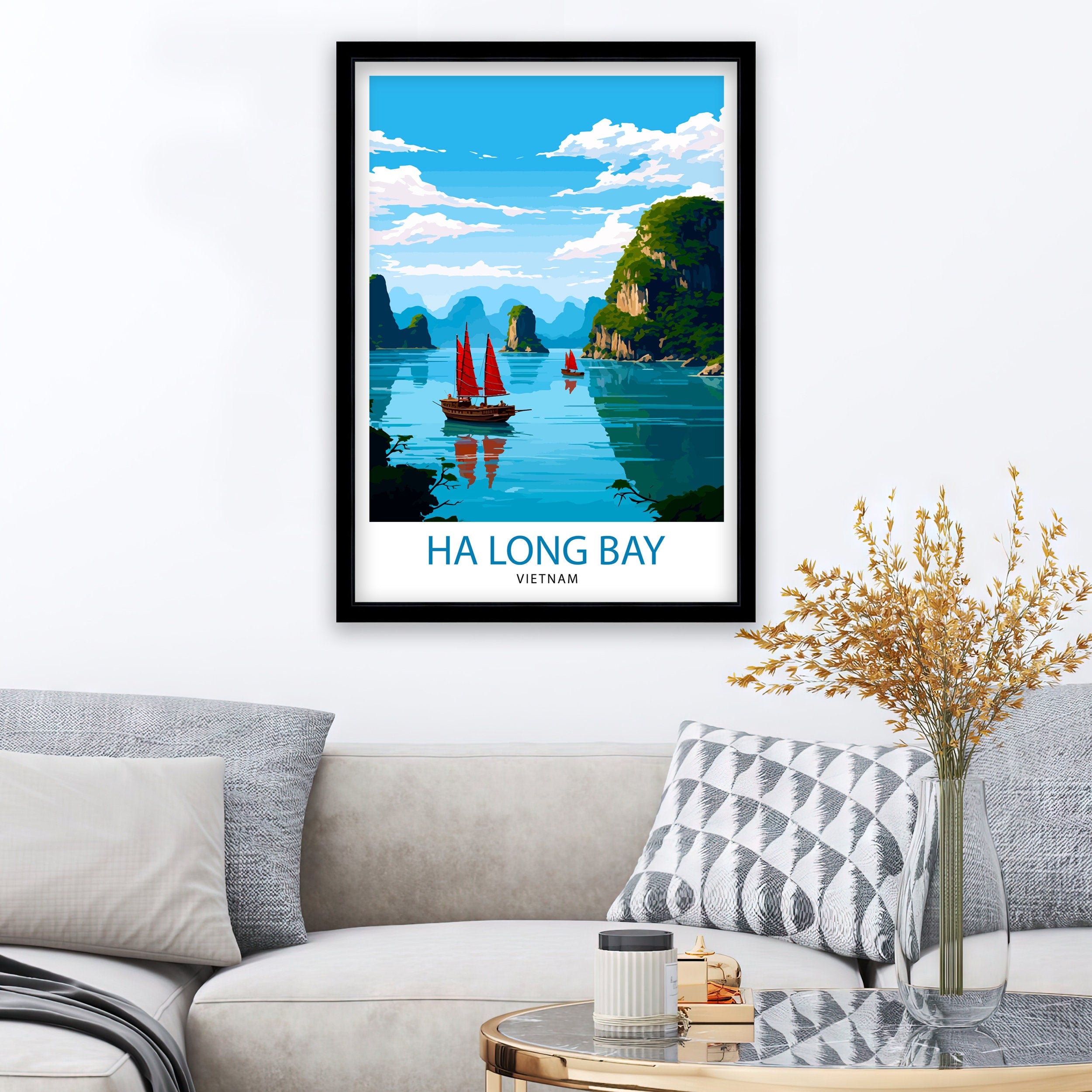 Ha Long Bay Vietnam Travel Print Ha Long Wall Decor Ha Long Poster Vietnam Travel Prints Ha Long Art Print Ha Long Illustration Ha Long Wall