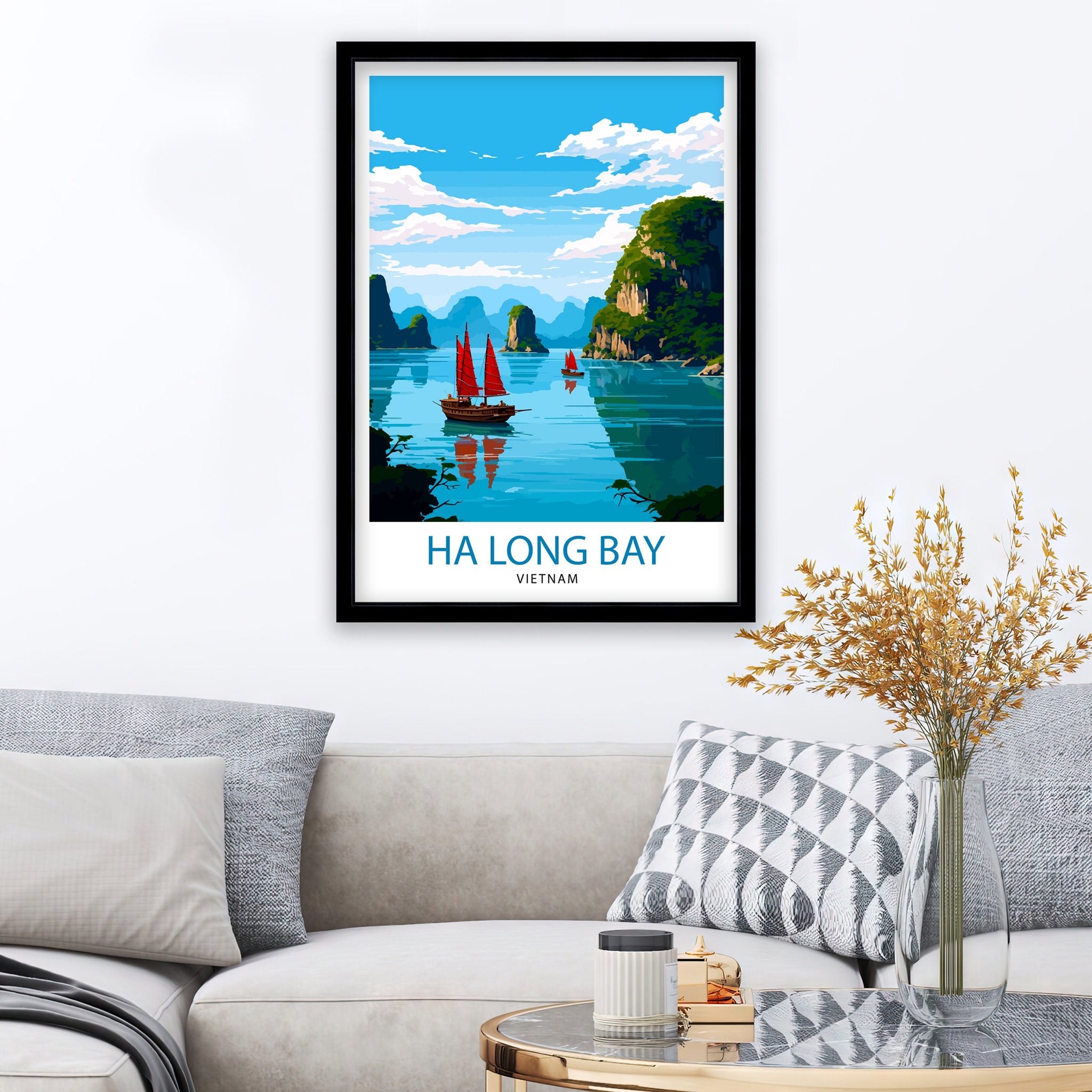 Ha Long Bay Vietnam Travel Print Ha Long Wall Decor Ha Long Poster Vietnam Travel Prints Ha Long Art Print Ha Long Illustration Ha Long Wall