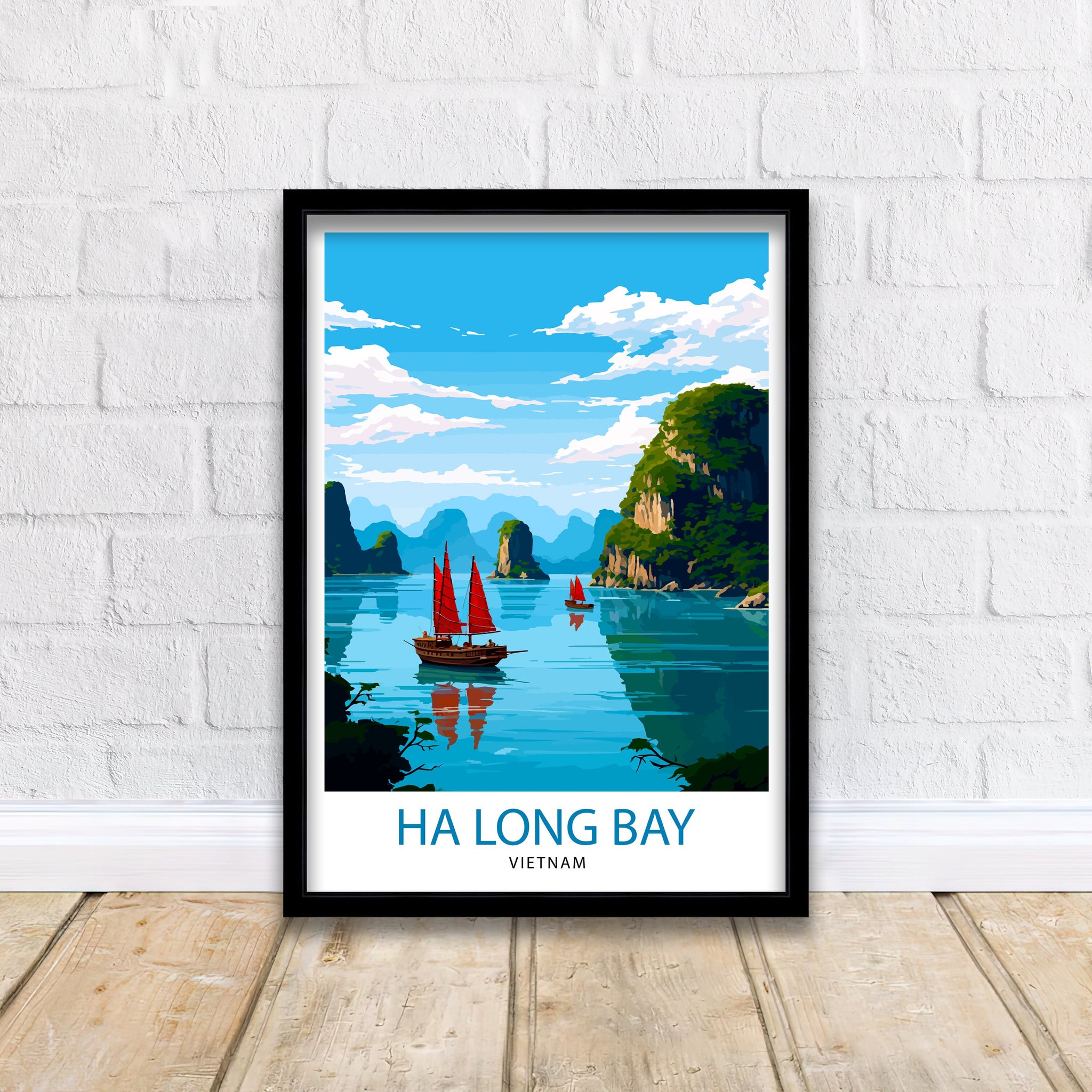 Ha Long Bay Vietnam Travel Print Ha Long Wall Decor Ha Long Poster Vietnam Travel Prints Ha Long Art Print Ha Long Illustration Ha Long Wall