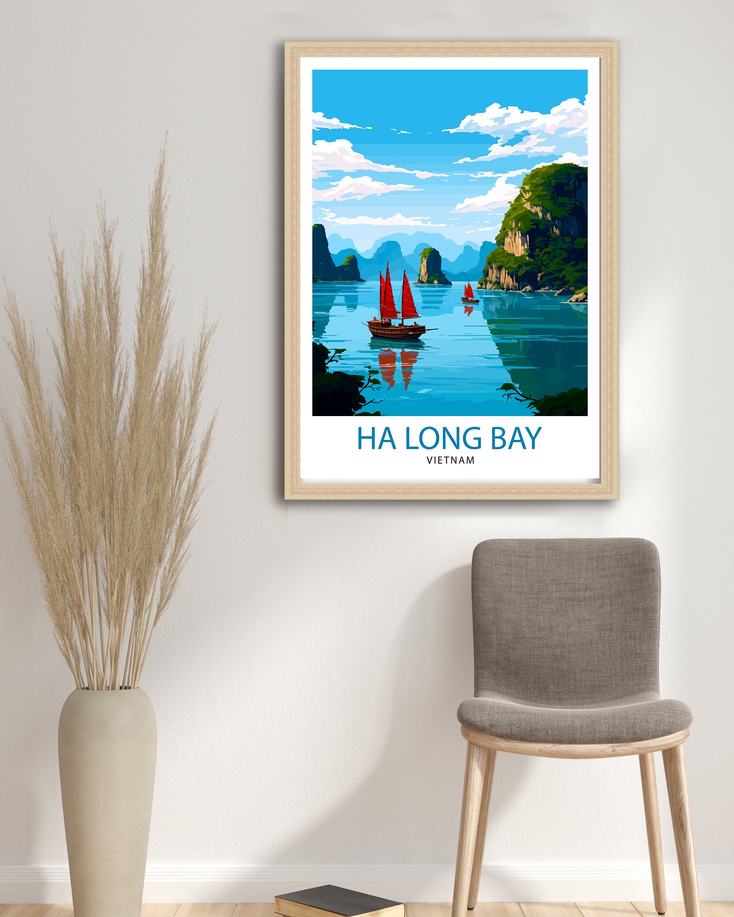 Ha Long Bay Vietnam Travel Print Ha Long Wall Decor Ha Long Poster Vietnam Travel Prints Ha Long Art Print Ha Long Illustration Ha Long Wall