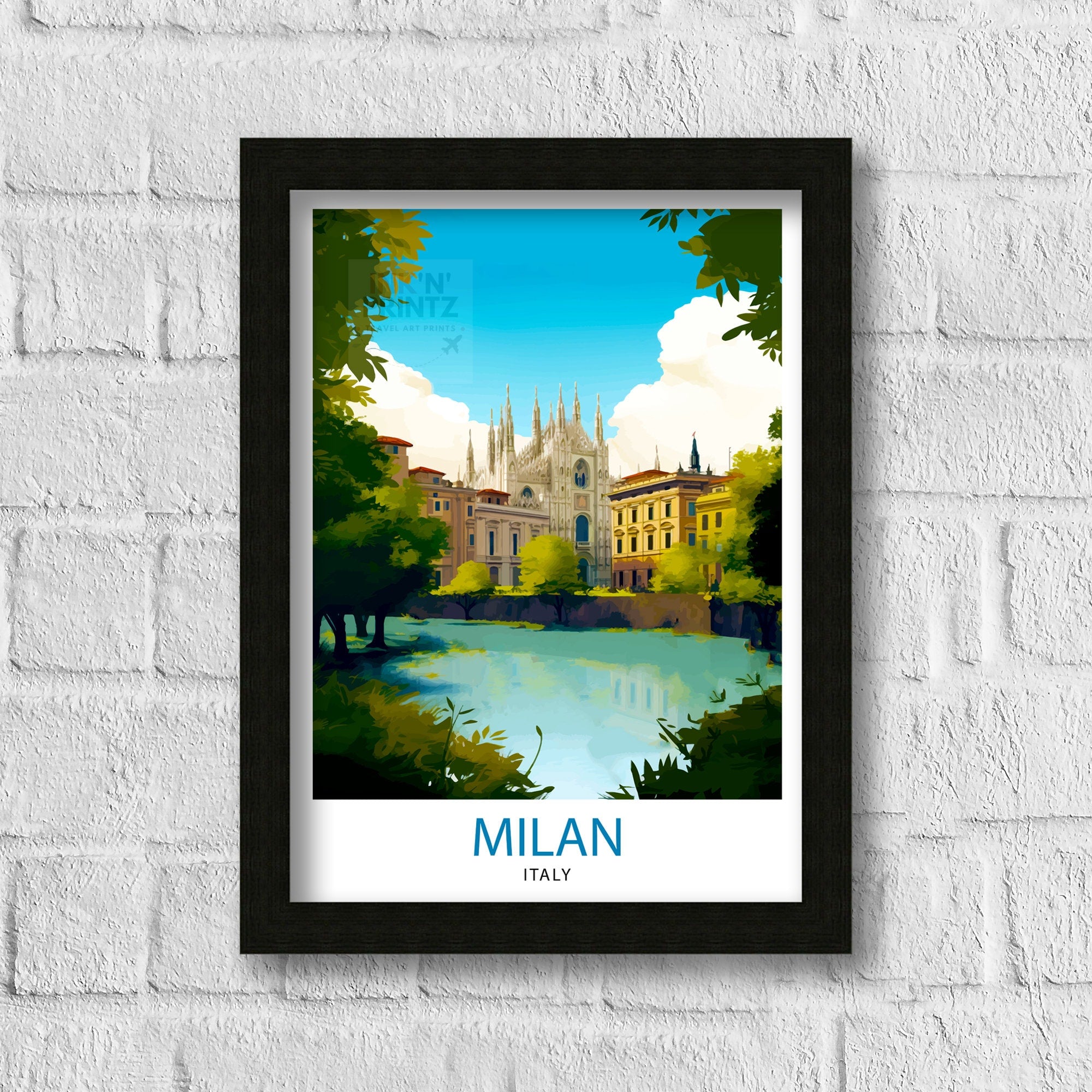Milan Italy Travel Print Milan Wall Decor Milan Poster Italy Travel Prints Milan Art Print Milan Illustration Milan Wall Art Italy Print