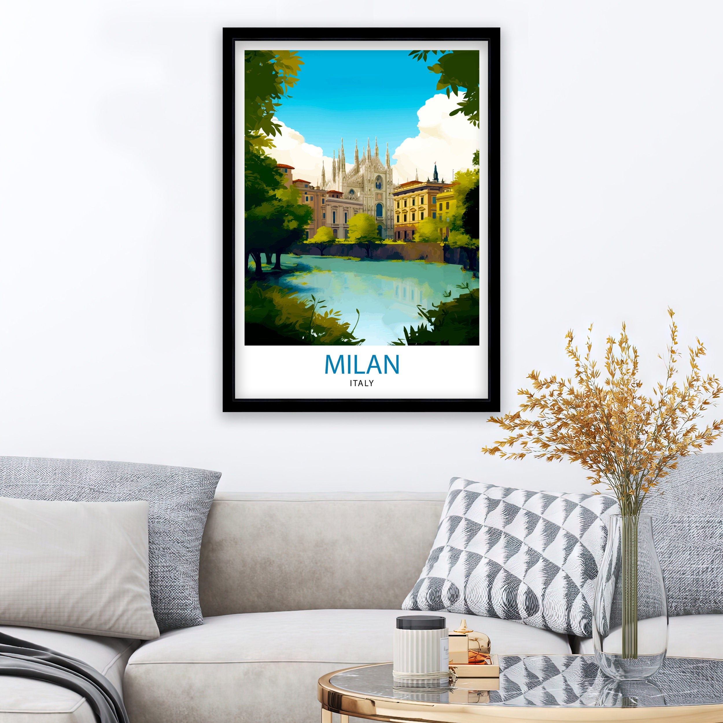 Milan Italy Travel Print Milan Wall Decor Milan Poster Italy Travel Prints Milan Art Print Milan Illustration Milan Wall Art Italy Print