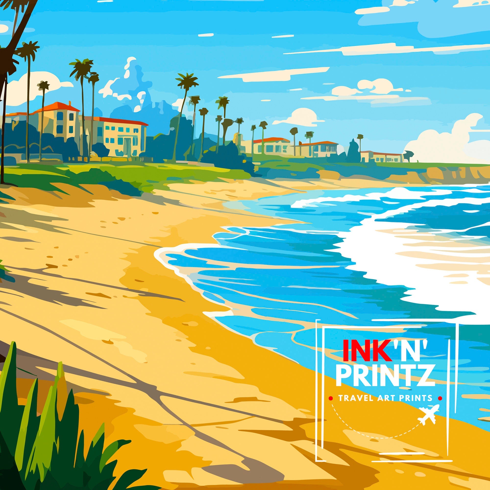 Oceanside California Travel Print Oceanside Wall Decor Oceanside Poster California Travel Prints Oceanside Art Print Oceanside Illustration