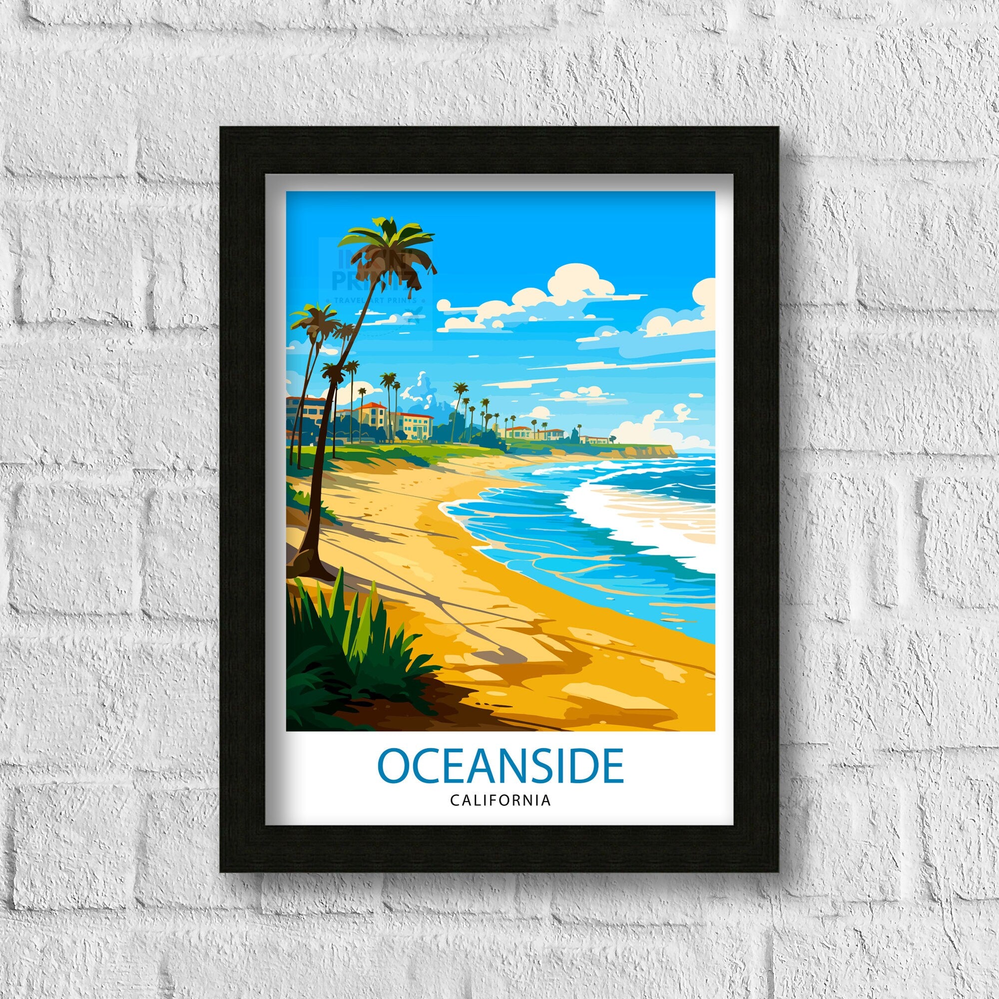 Oceanside California Travel Print Oceanside Wall Decor Oceanside Poster California Travel Prints Oceanside Art Print Oceanside Illustration