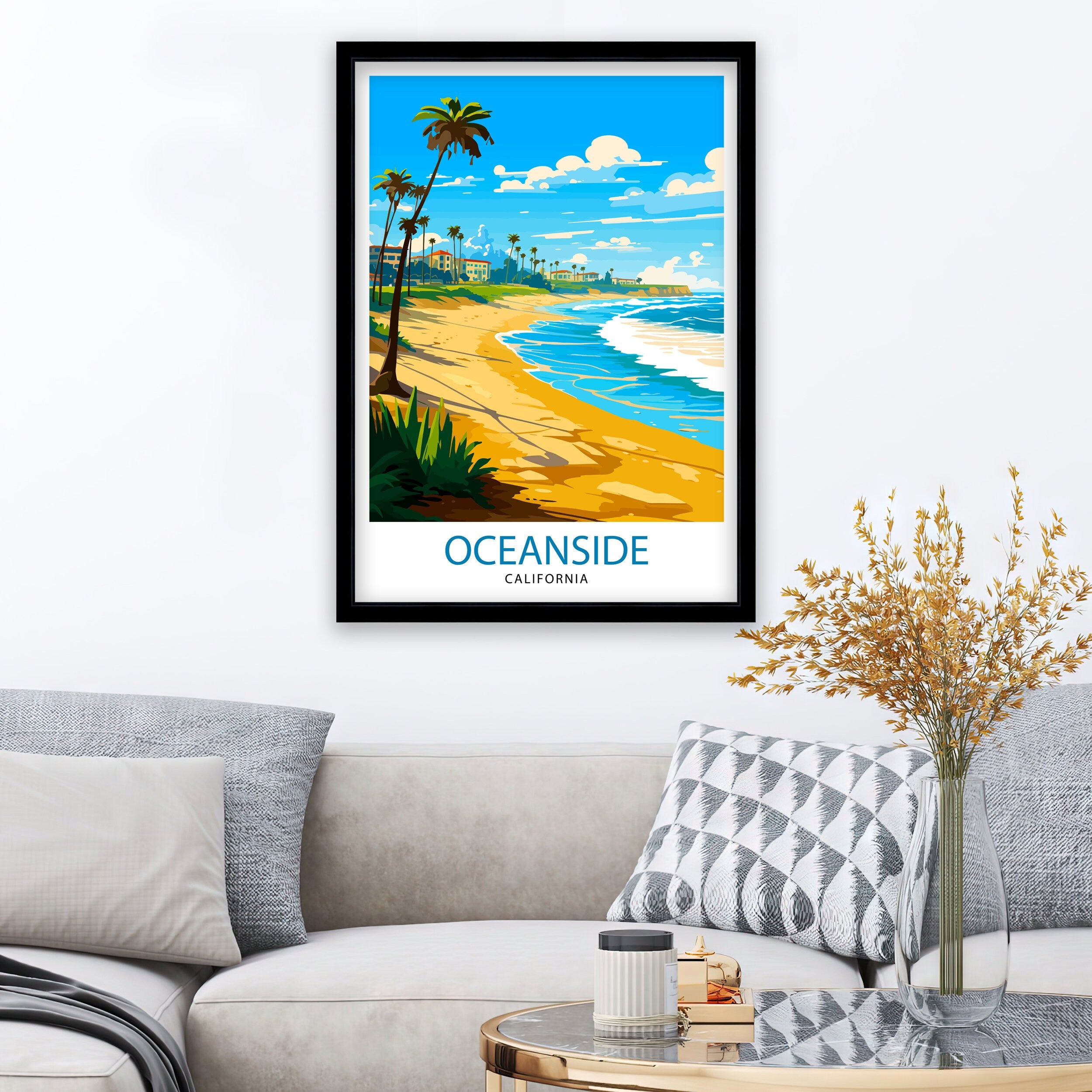 Oceanside California Travel Print Oceanside Wall Decor Oceanside Poster California Travel Prints Oceanside Art Print Oceanside Illustration