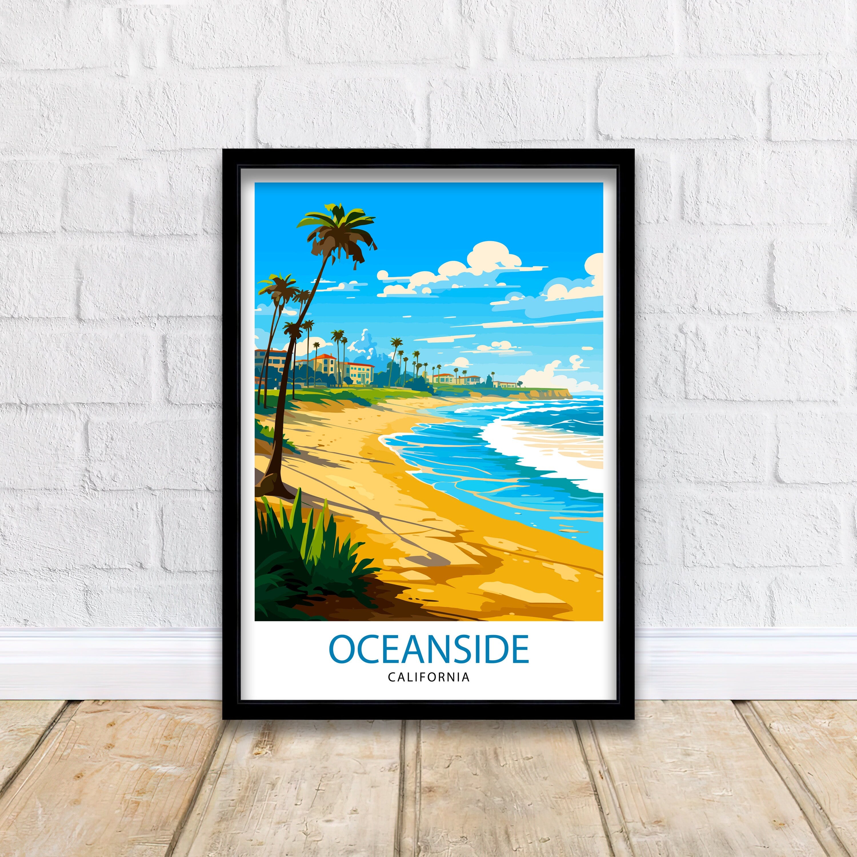 Oceanside California Travel Print Oceanside Wall Decor Oceanside Poster California Travel Prints Oceanside Art Print Oceanside Illustration