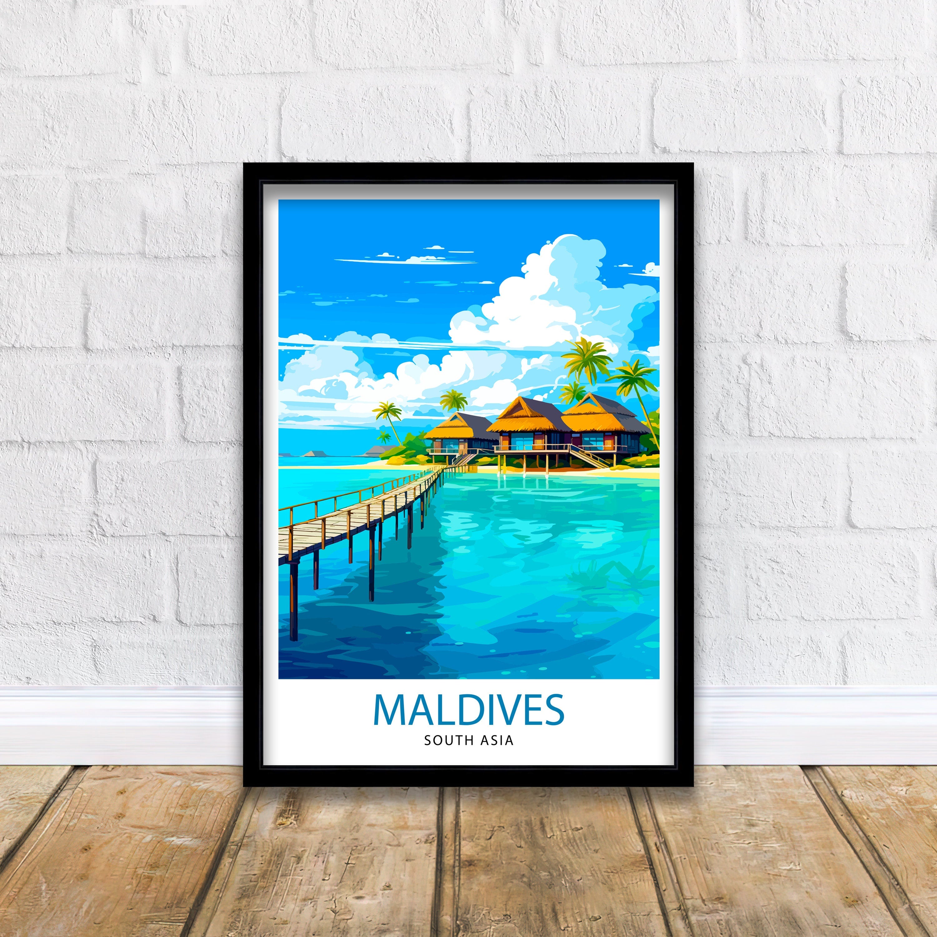 Maldives Travel Print Maldives Wall Decor Maldives Poster Tropical Travel Prints Maldives Art Print Maldives Illustration Maldives Wall Art