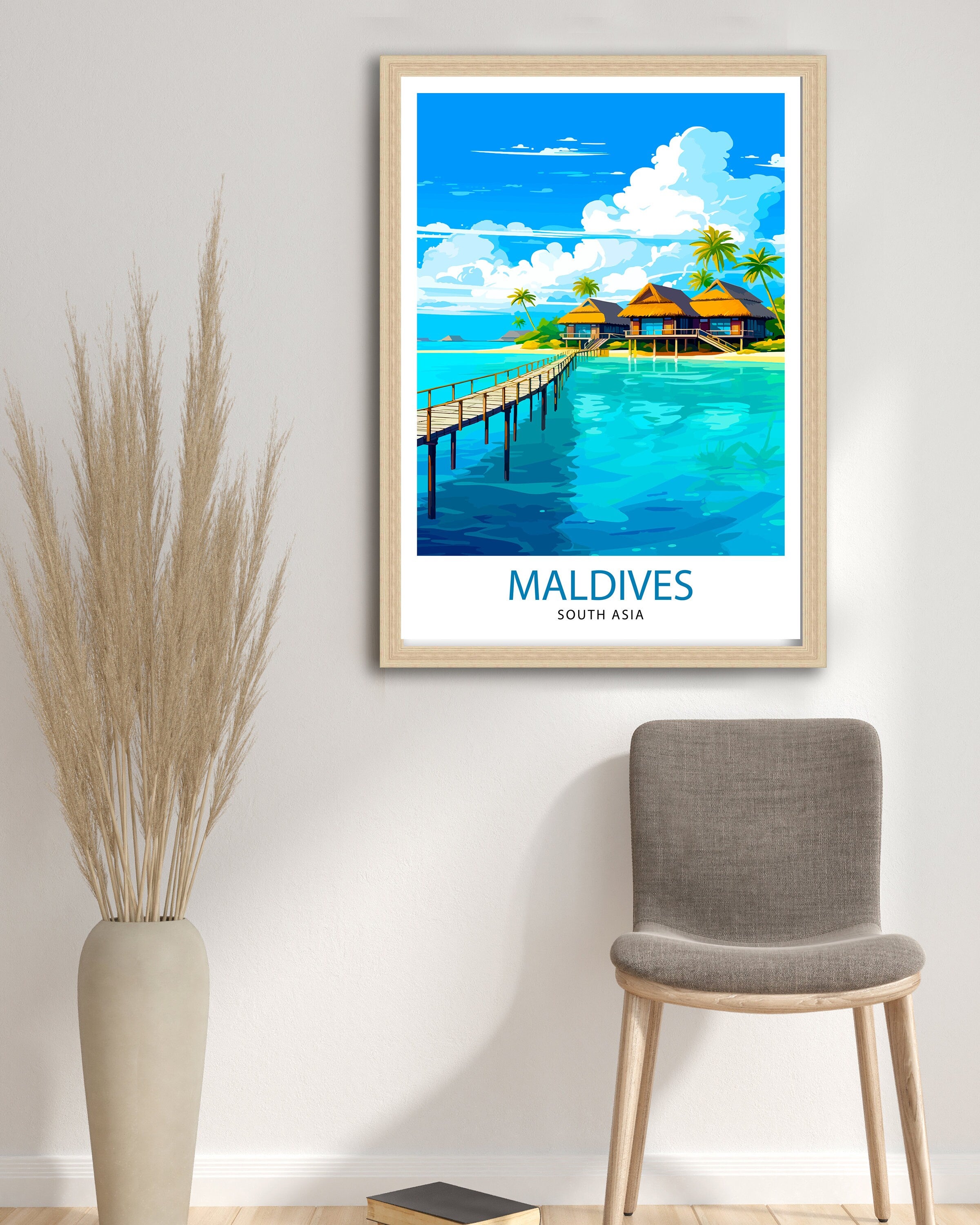 Maldives Travel Print Maldives Wall Decor Maldives Poster Tropical Travel Prints Maldives Art Print Maldives Illustration Maldives Wall Art