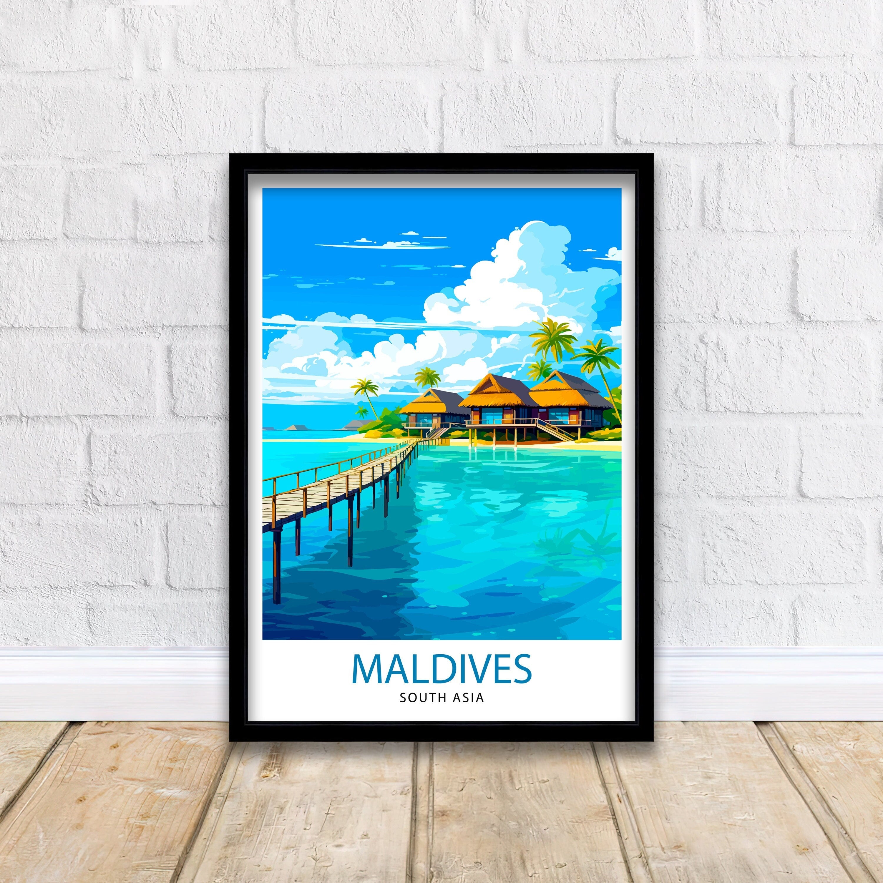 Maldives Travel Print Maldives Wall Decor Maldives Poster Tropical Travel Prints Maldives Art Print Maldives Illustration Maldives Wall Art