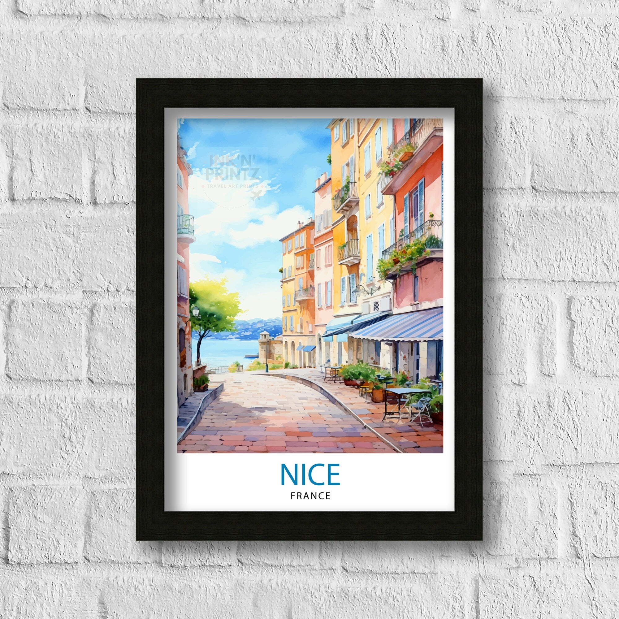 Nice France Travel Print Nice Wall Art Nice Poster French Riviera Decor Nice Art Print Nice Illustration Nice Wall Decor France Print Nice