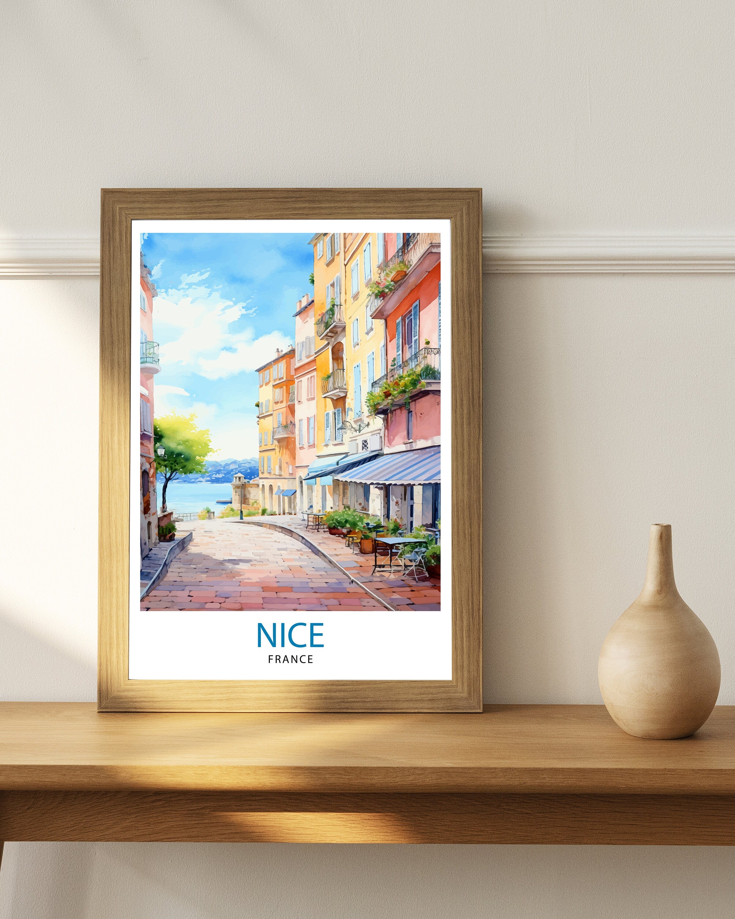 Nice France Travel Print Nice Wall Art Nice Poster French Riviera Decor Nice Art Print Nice Illustration Nice Wall Decor France Print Nice