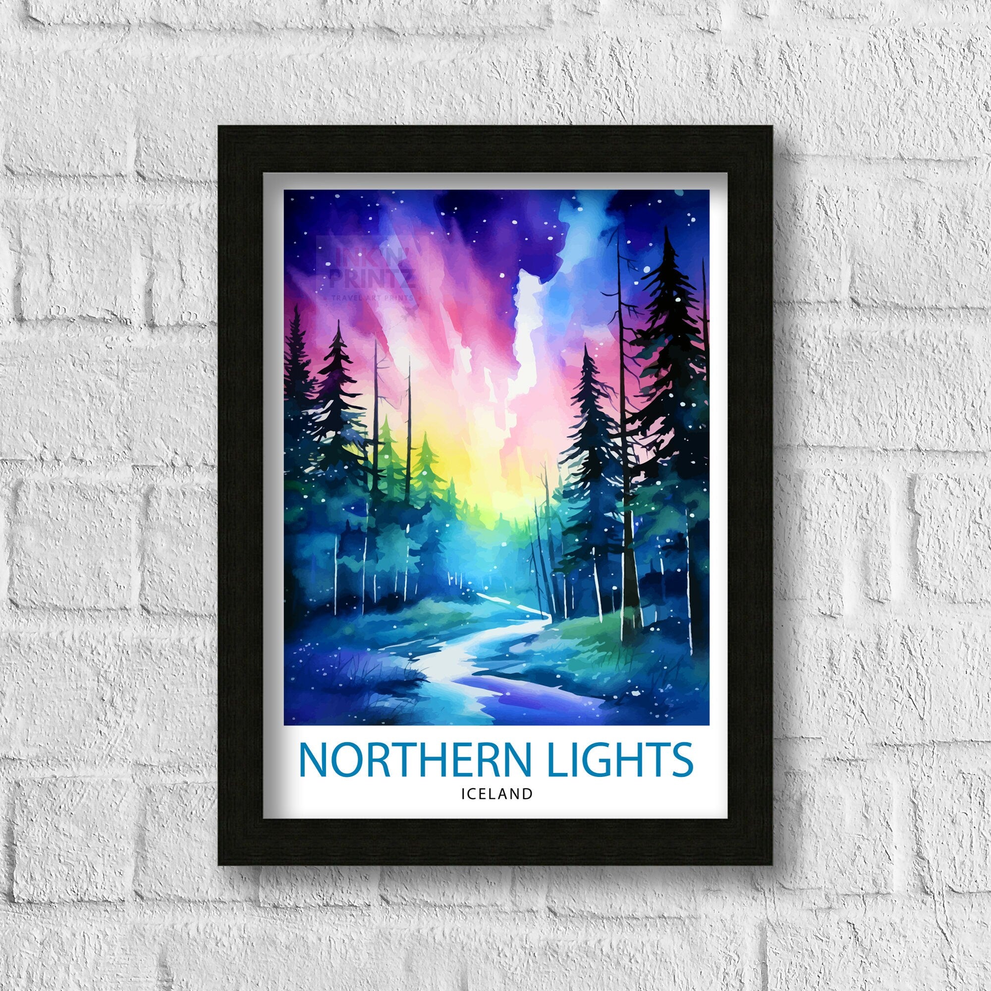 Northern Lights Aurora Borealis Travel Print Celestial Wall Decor Night Sky Poster Aurora Borealis Travel Prints Northern Lights Art Print