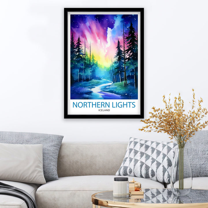 Northern Lights Aurora Borealis Travel Poster Celestial