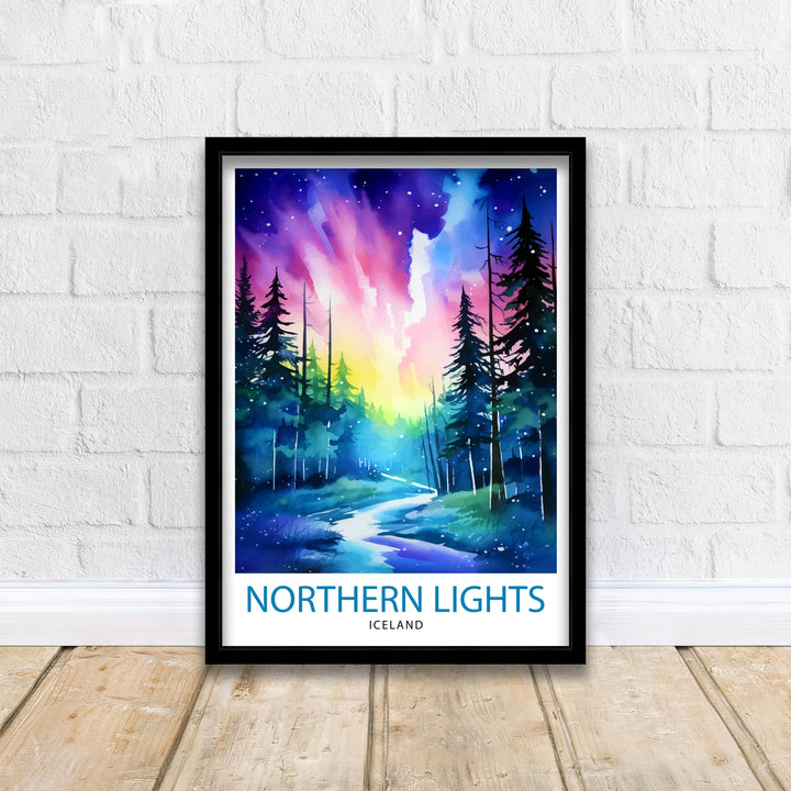 Northern Lights Aurora Borealis Travel Poster Celestial