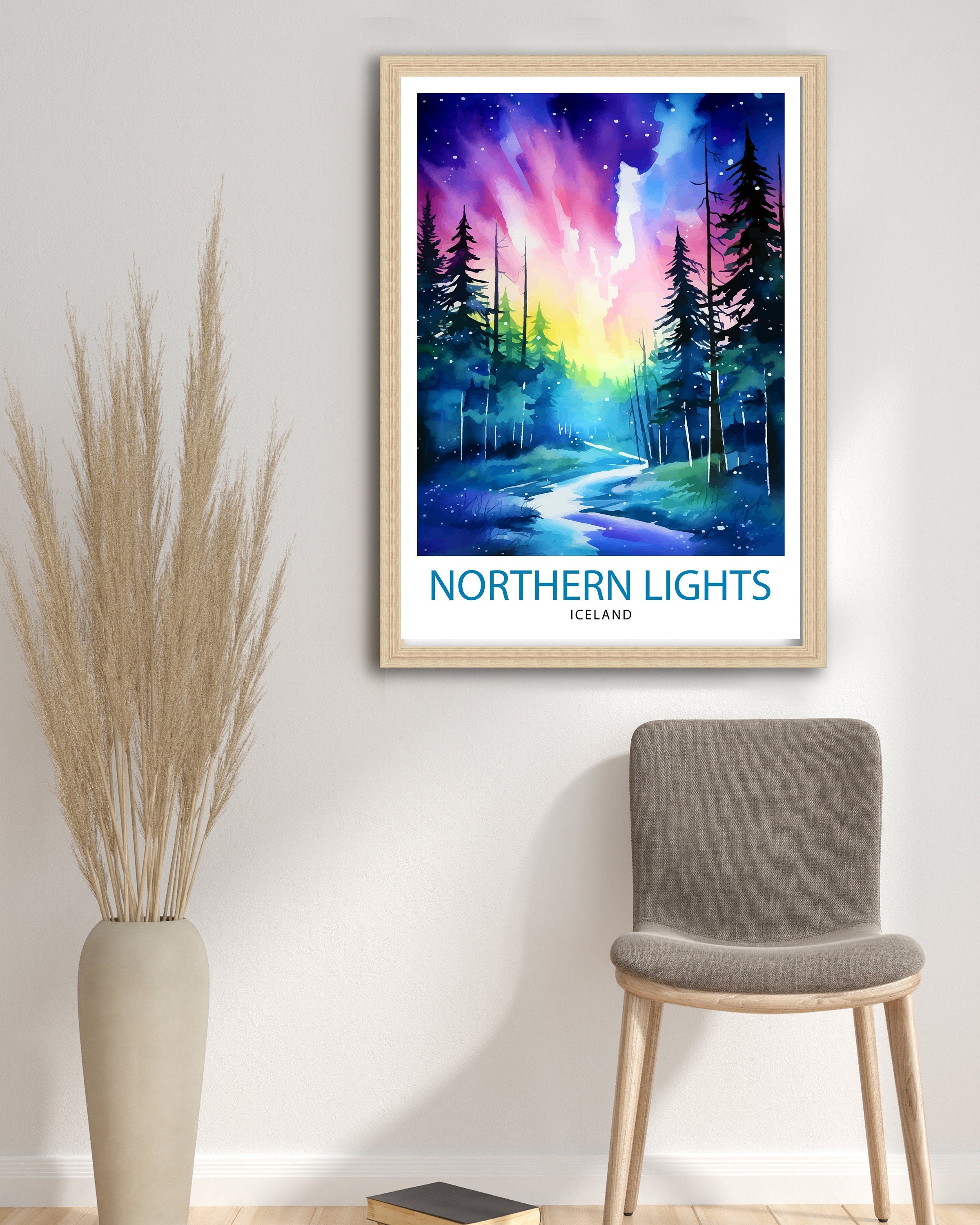 Northern Lights Aurora Borealis Travel Print Celestial Wall Decor Night Sky Poster Aurora Borealis Travel Prints Northern Lights Art Print