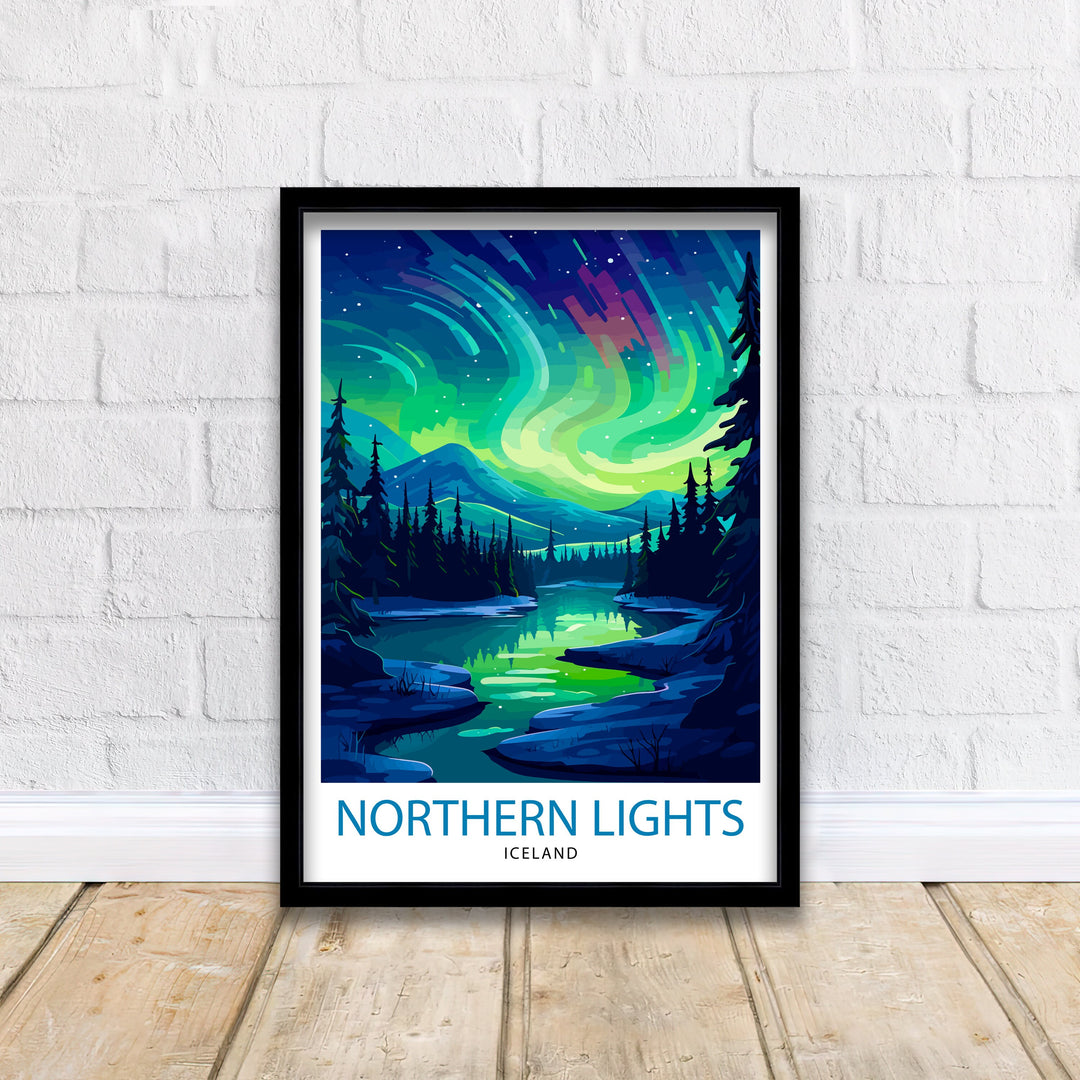 Northern Lights Aurora Borealis Travel Poster Celestial