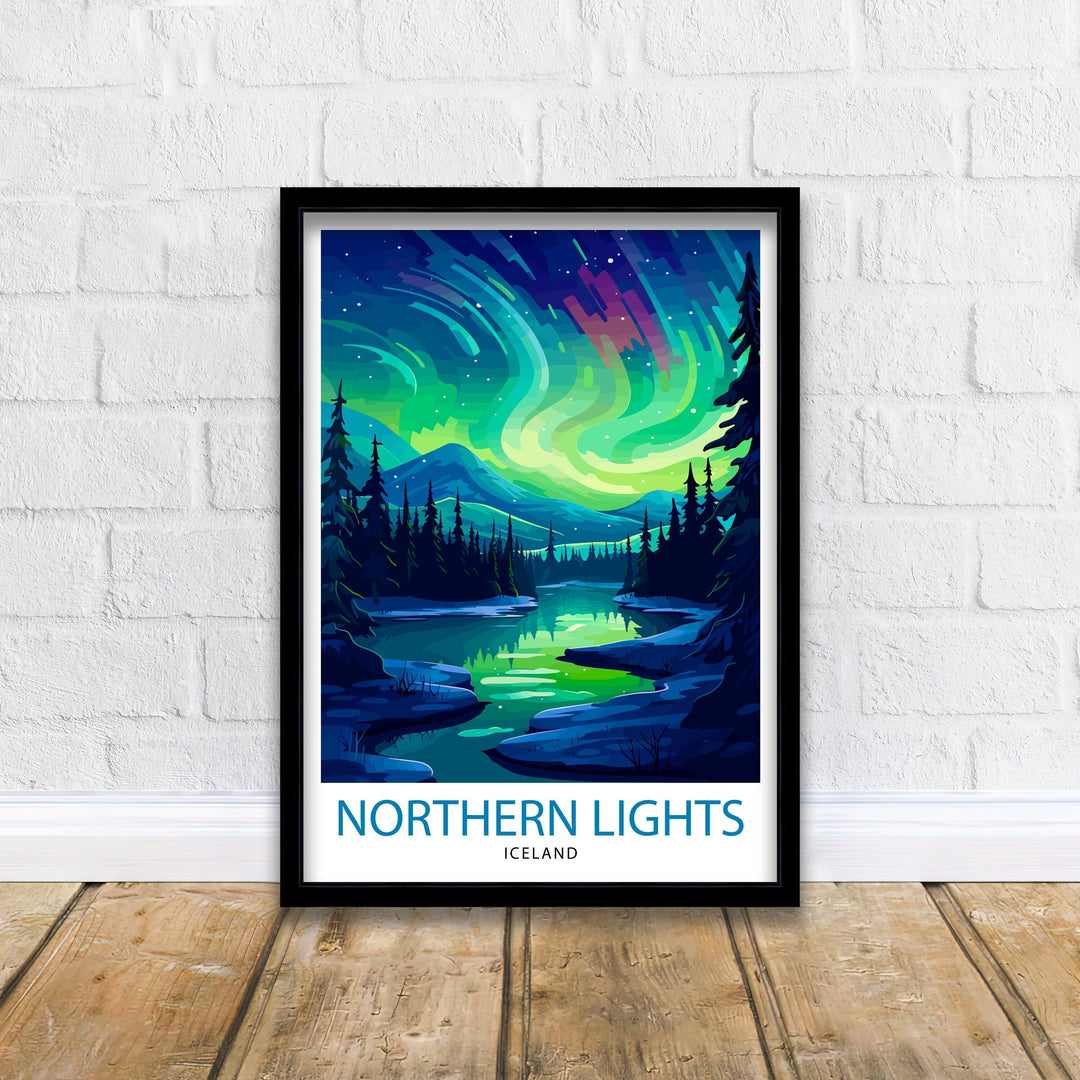 Northern Lights Aurora Borealis Travel Poster Celestial