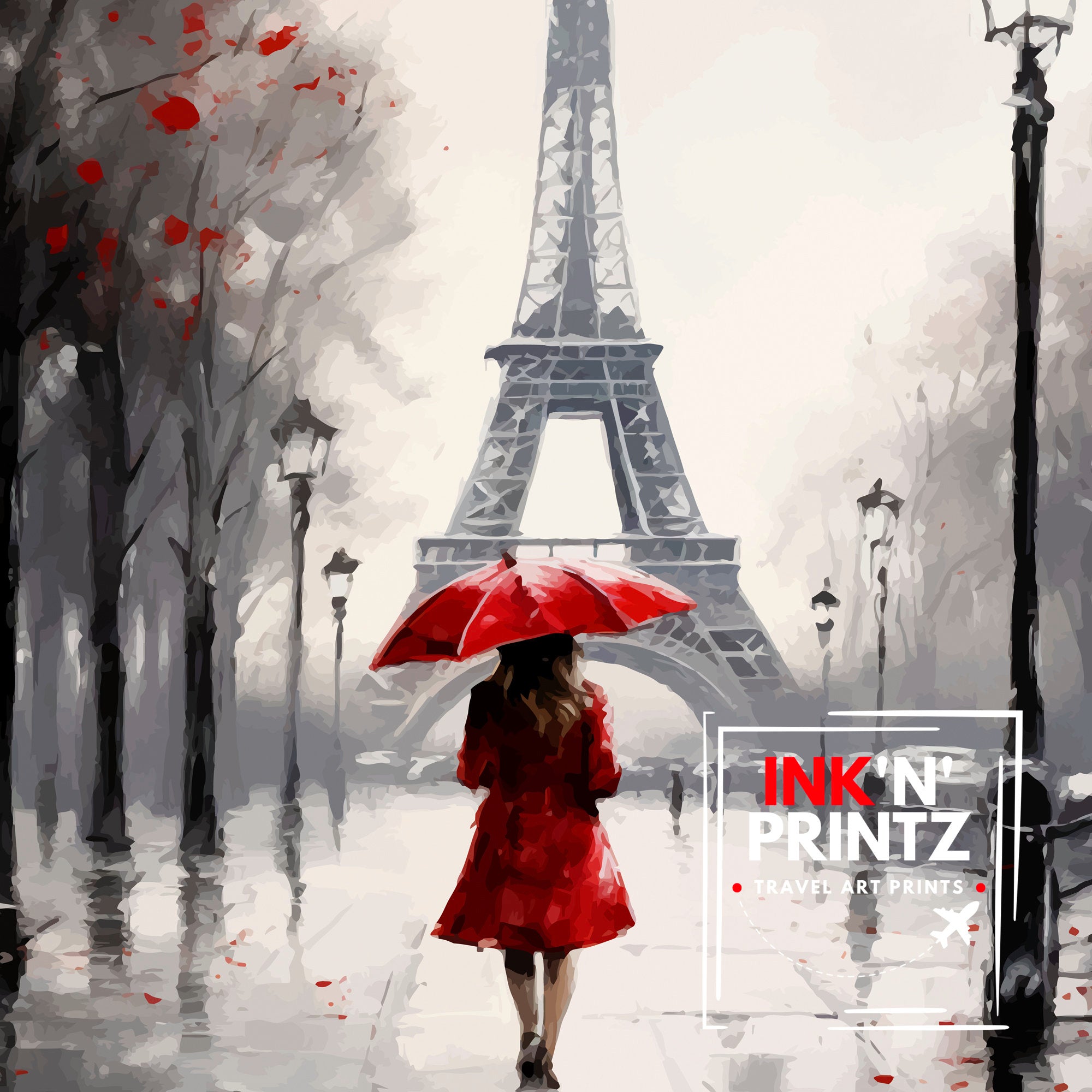 Paris France Travel Print Paris Wall Art Eiffel Tower Art France Travel Poster Paris Home Decor French Illustration Parisian Art Print