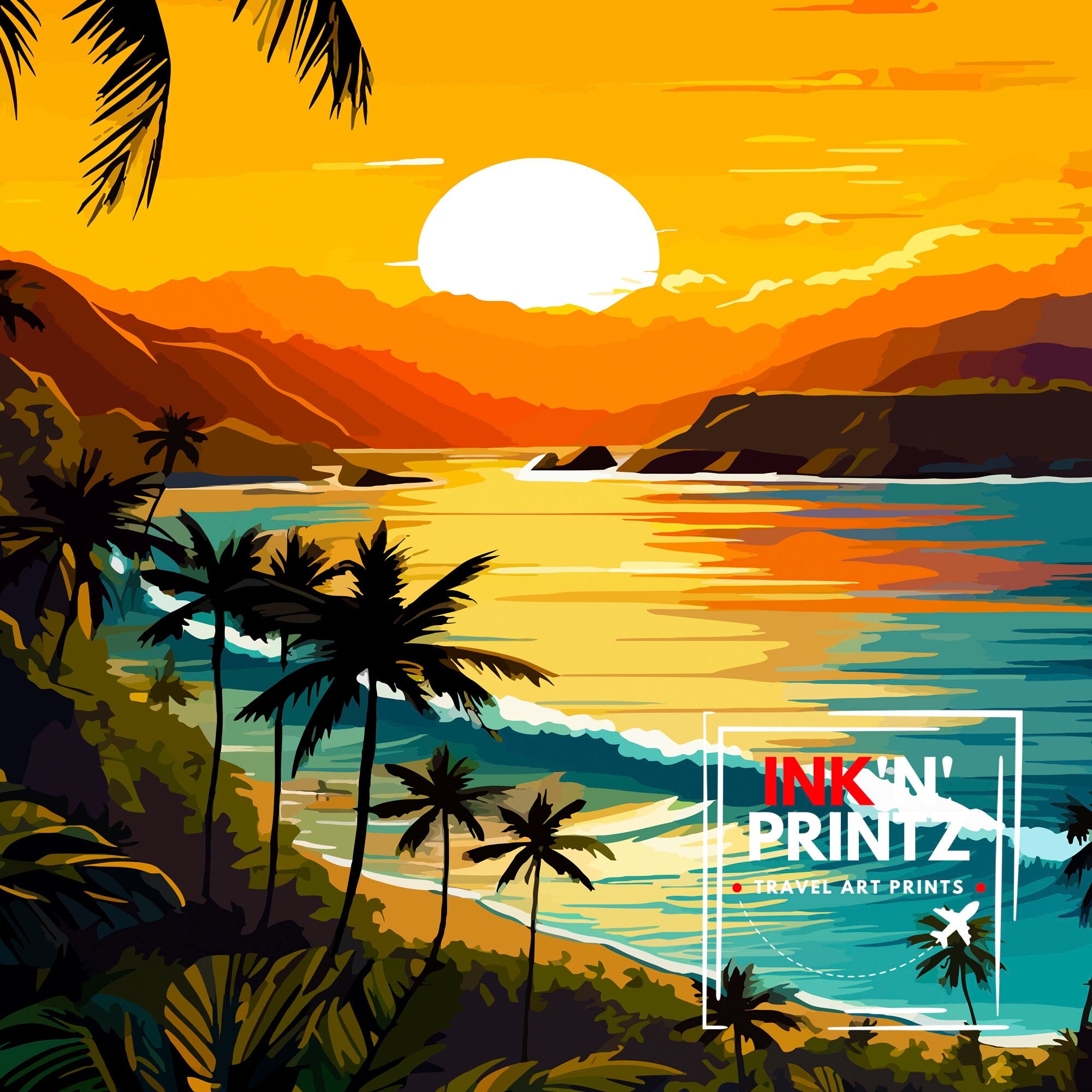 Patong Beach Thailand Travel Print Patong Wall Decor Patong Poster Thailand Travel Prints Patong Art Print Patong Illustration Patong Wall