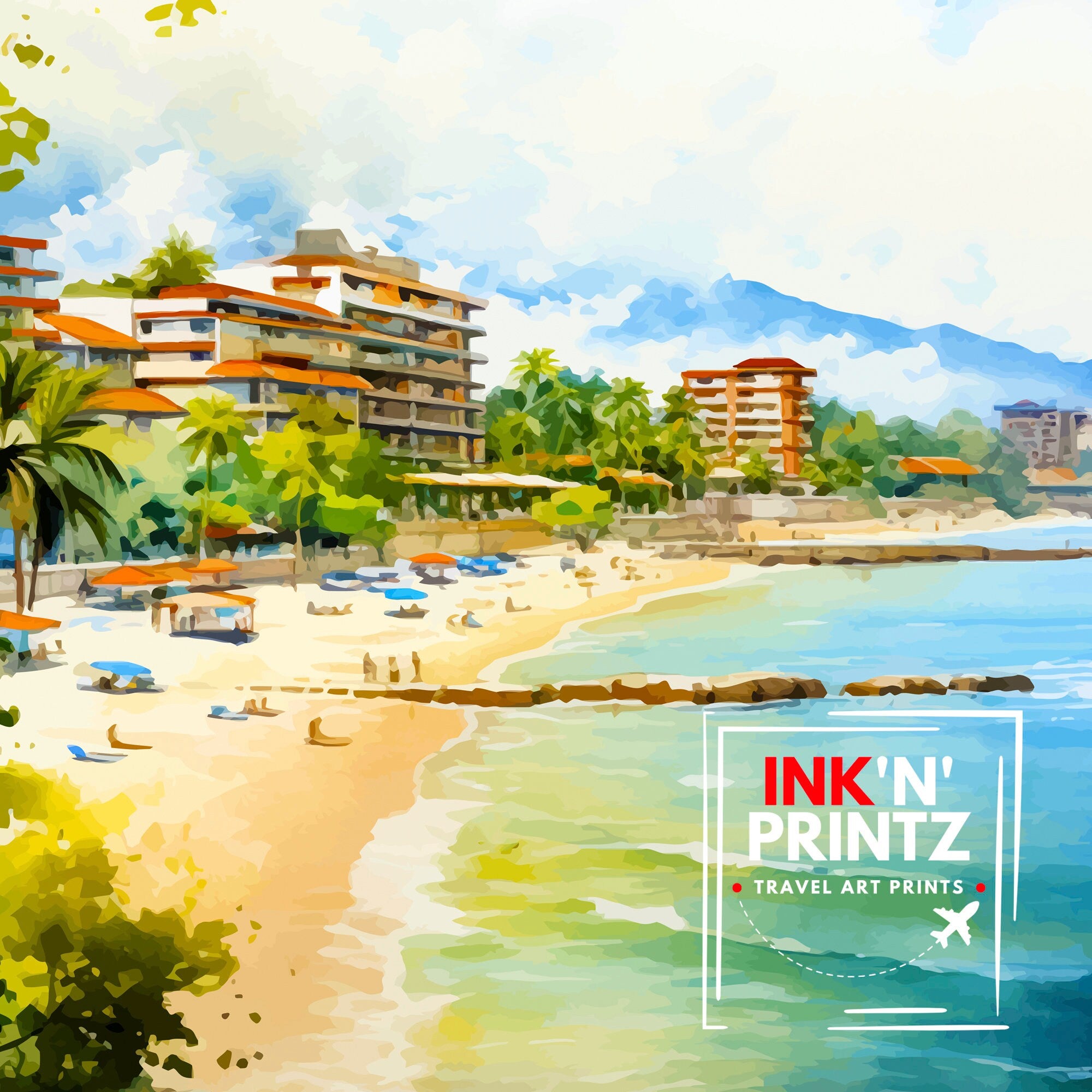 Puerto Vallarta Mexico Travel Print Puerto Vallarta Wall Decor Puerto Vallarta Poster Mexico Travel Prints Puerto Vallarta Art Print