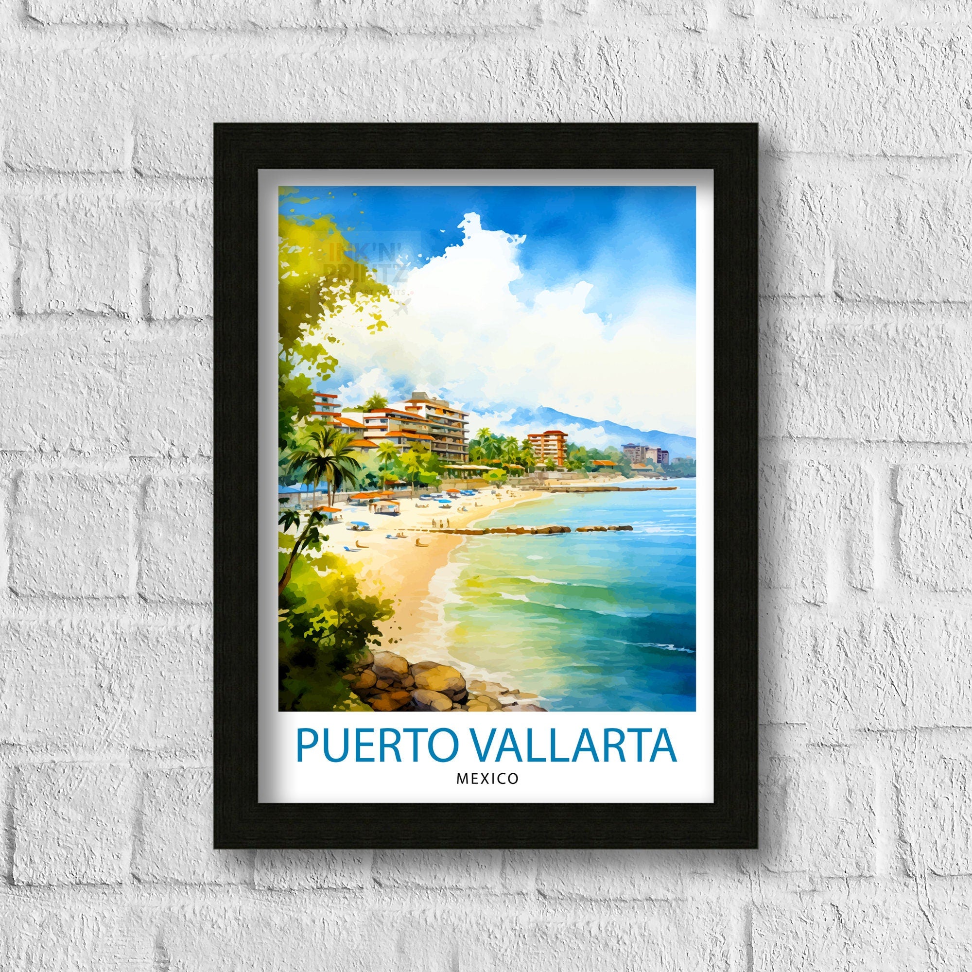 Puerto Vallarta Mexico Travel Print Puerto Vallarta Wall Decor Puerto Vallarta Poster Mexico Travel Prints Puerto Vallarta Art Print