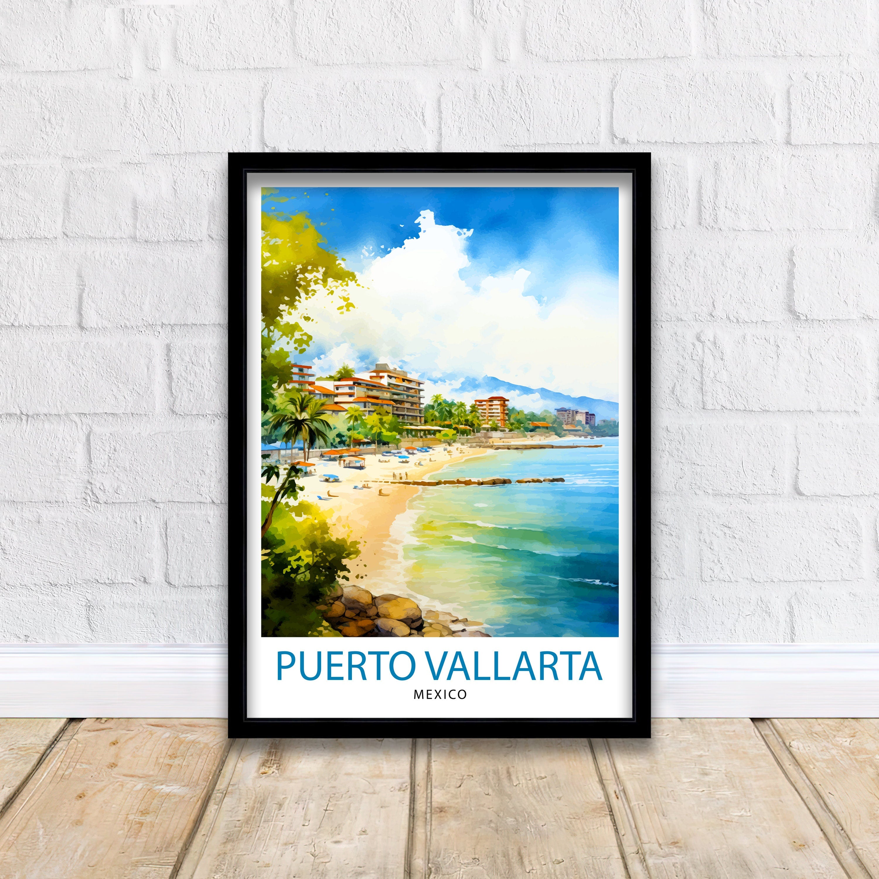 Puerto Vallarta Mexico Travel Print Puerto Vallarta Wall Decor Puerto Vallarta Poster Mexico Travel Prints Puerto Vallarta Art Print