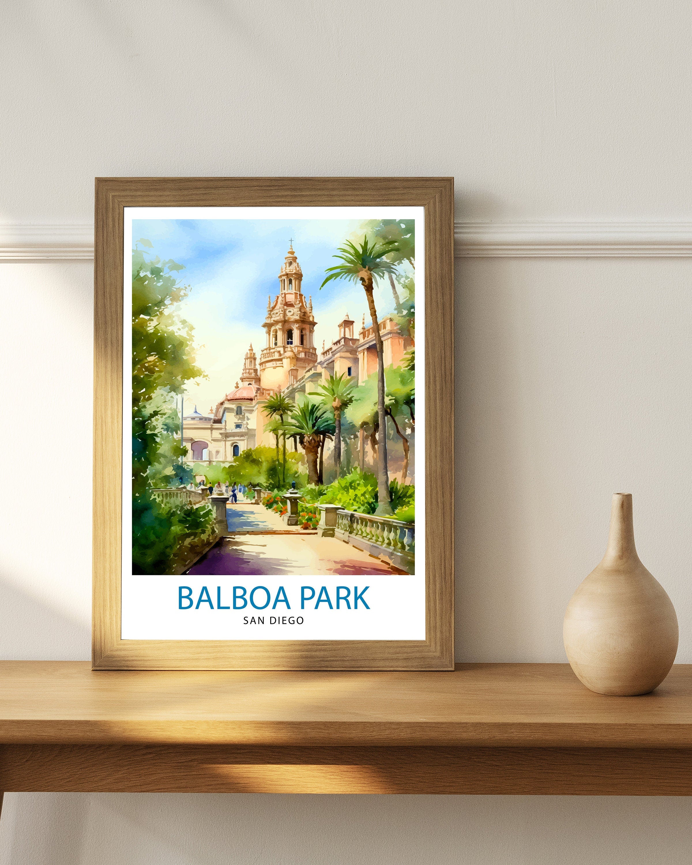 Balboa Park California Travel Print| Balboa Park Wall Art California Home Decor Balboa Park Illustration Travel Poster Gift