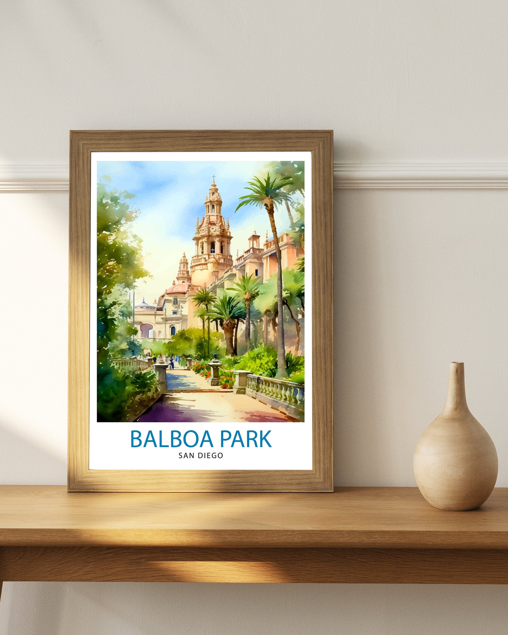 Balboa Park California Travel Print| Balboa Park Wall Art California Home Decor Balboa Park Illustration Travel Poster Gift