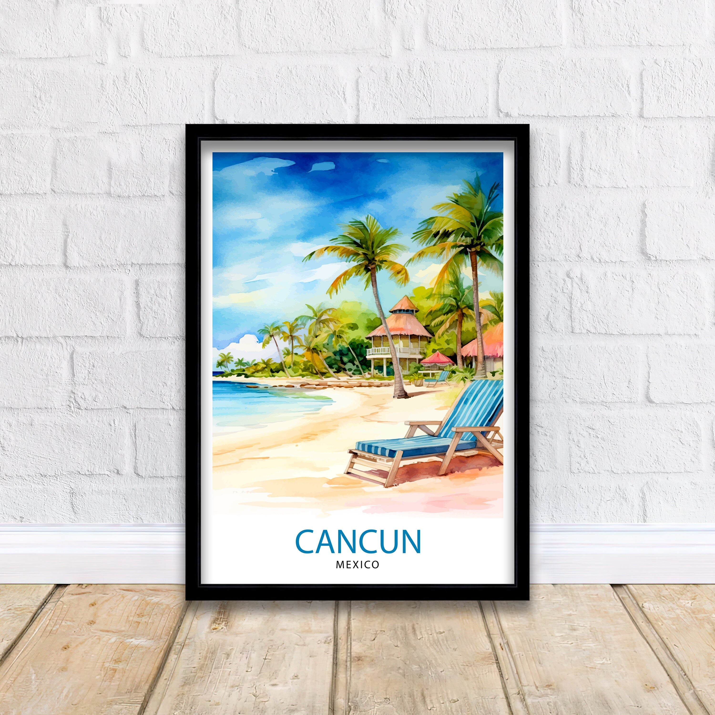 Cancun Mexico Travel Print Cancun Wall Decor Cancun Home Living Decor Cancun Illustration Travel Poster Gift for Cancun Mexico Home Decor
