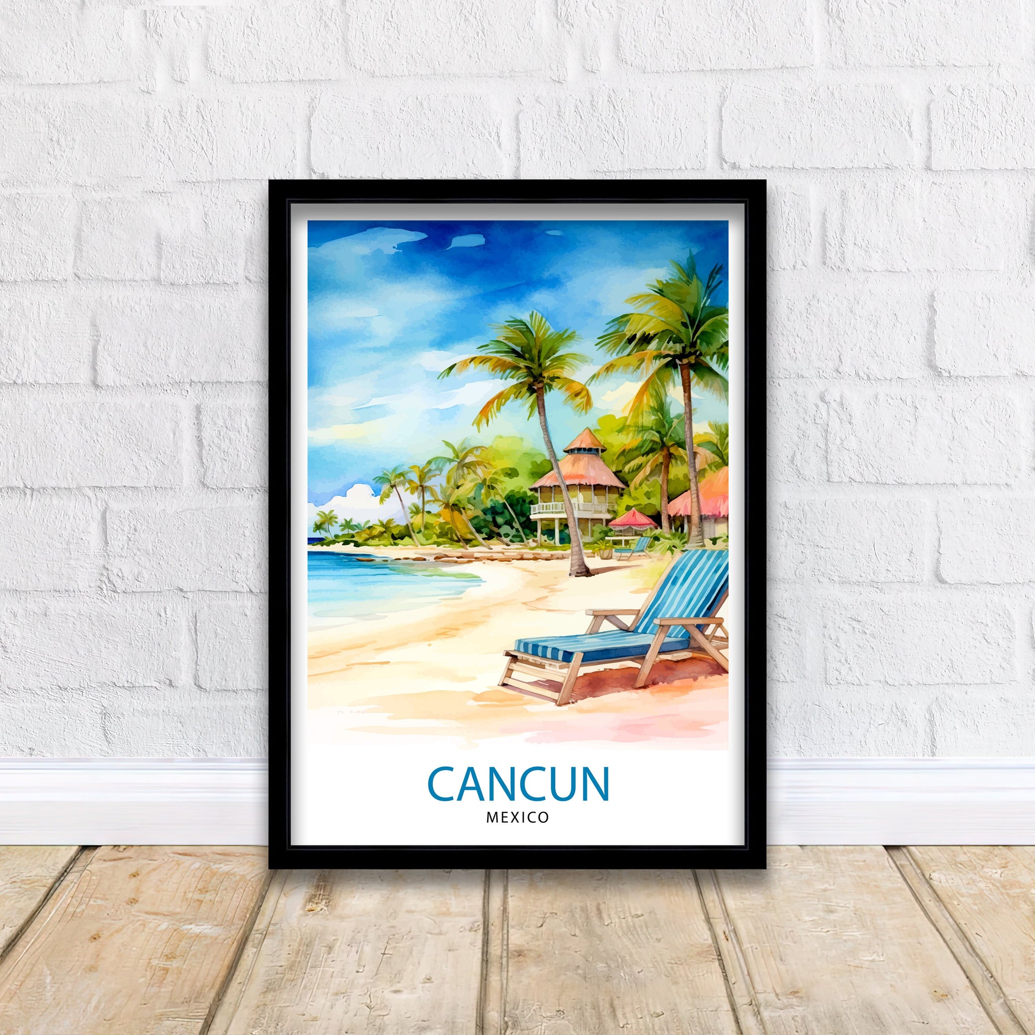Cancun Mexico Travel Print Cancun Wall Decor Cancun Home Living Decor Cancun Illustration Travel Poster Gift for Cancun Mexico Home Decor