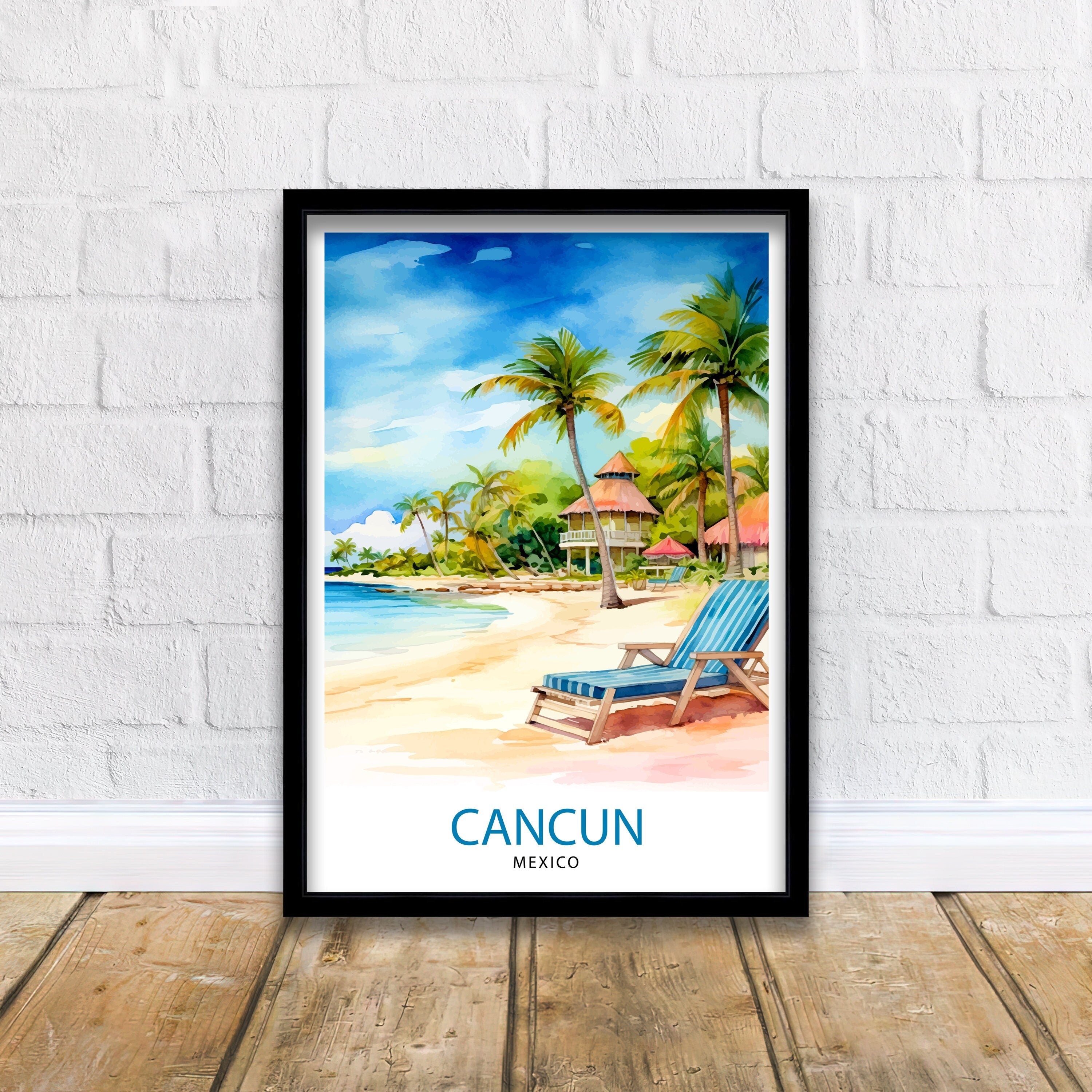 Cancun Mexico Travel Print Cancun Wall Decor Cancun Home Living Decor Cancun Illustration Travel Poster Gift for Cancun Mexico Home Decor