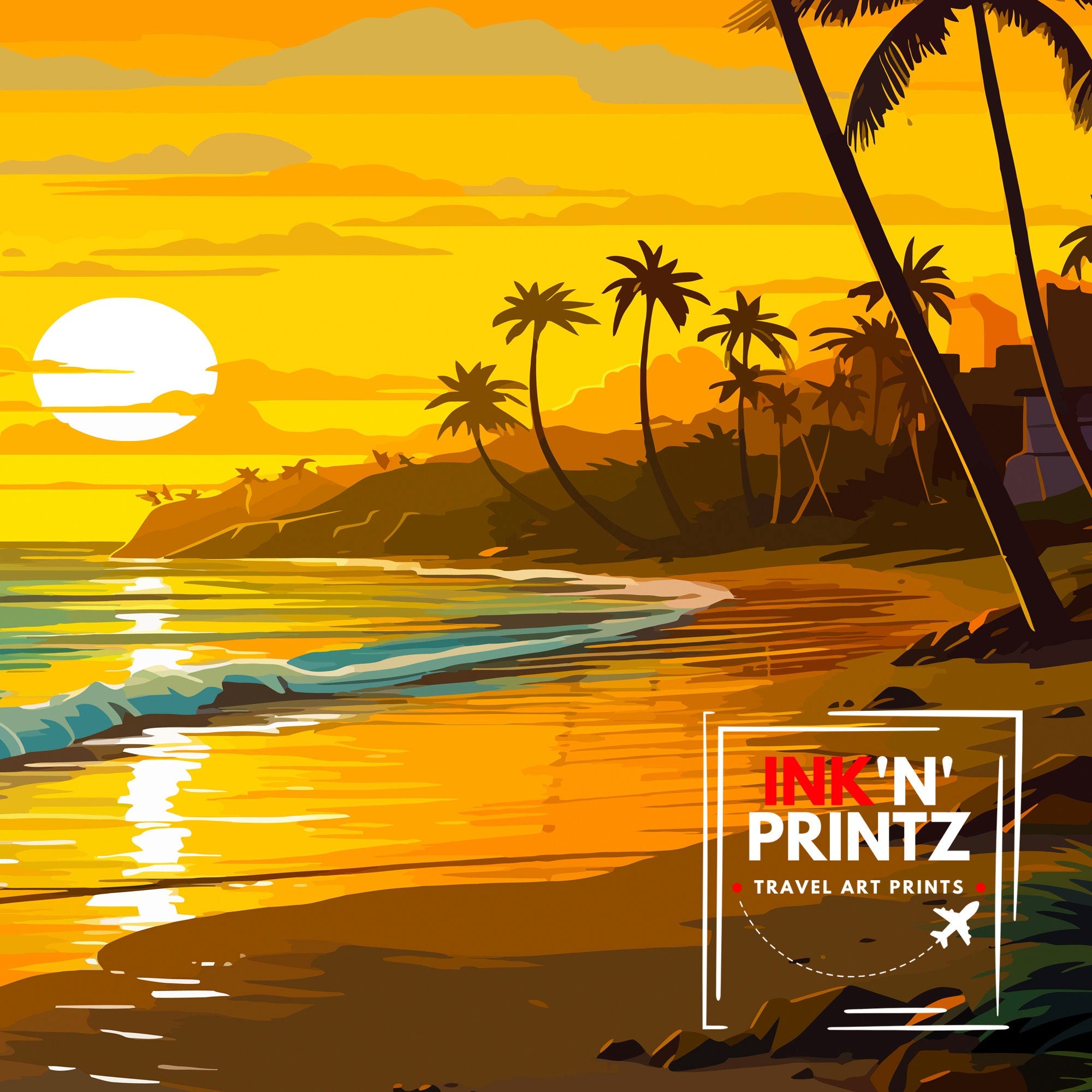 Goa India Travel Print| Goa Wall Decor Goa Poster India Travel Prints Goa Art Print Goa Illustration Goa Wall Art India Print