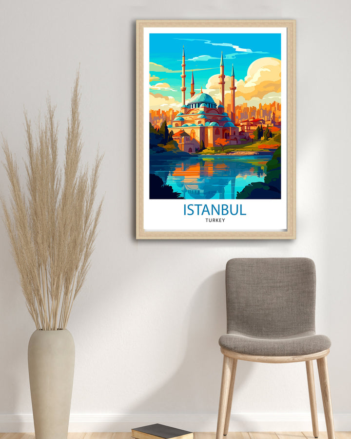 Istanbul Turkey Travel Poster Istanbul Wall Art Turkey Illustration Istanbul Travel Poster Turkey Home Decor Gift for Travelers