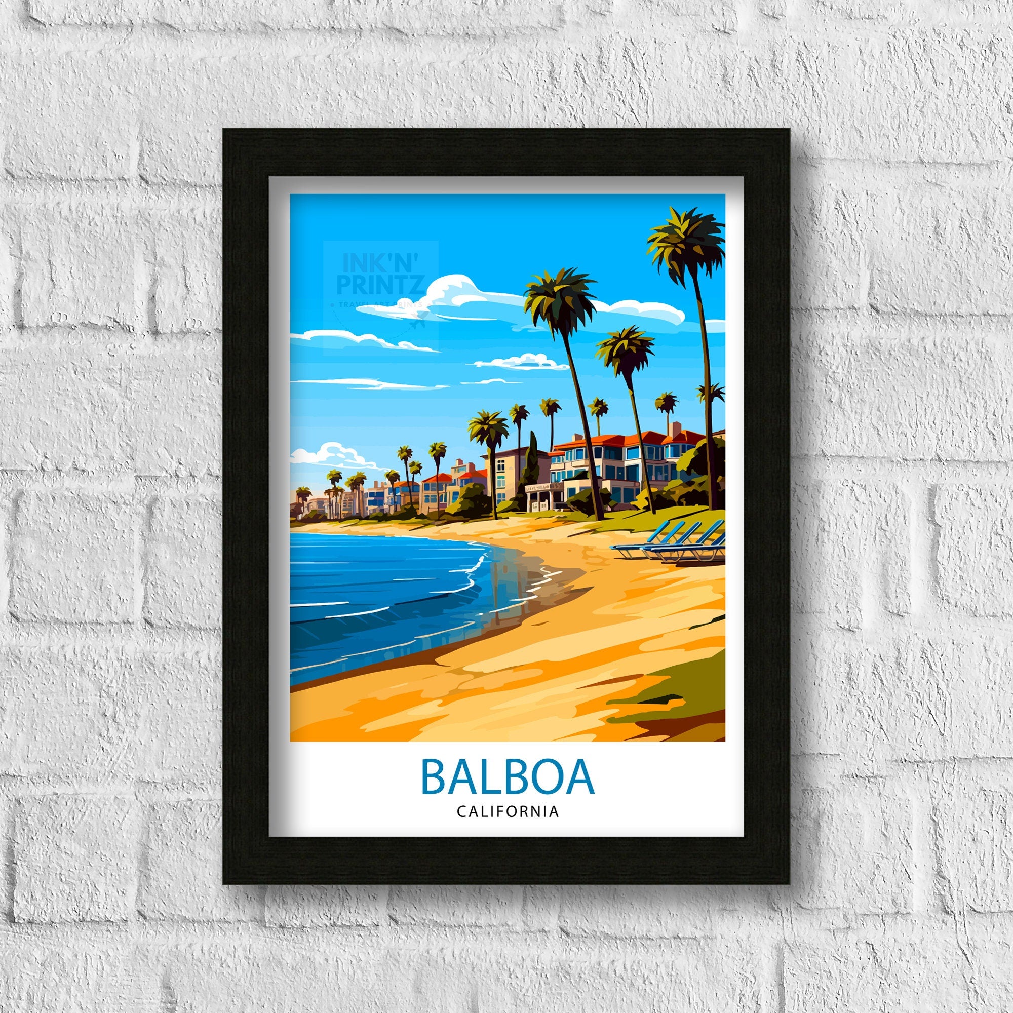 Balboa California Travel Print Balboa Wall Decor Balboa Poster California Travel Prints Balboa Art Print Balboa Illustration Balboa Wall Art