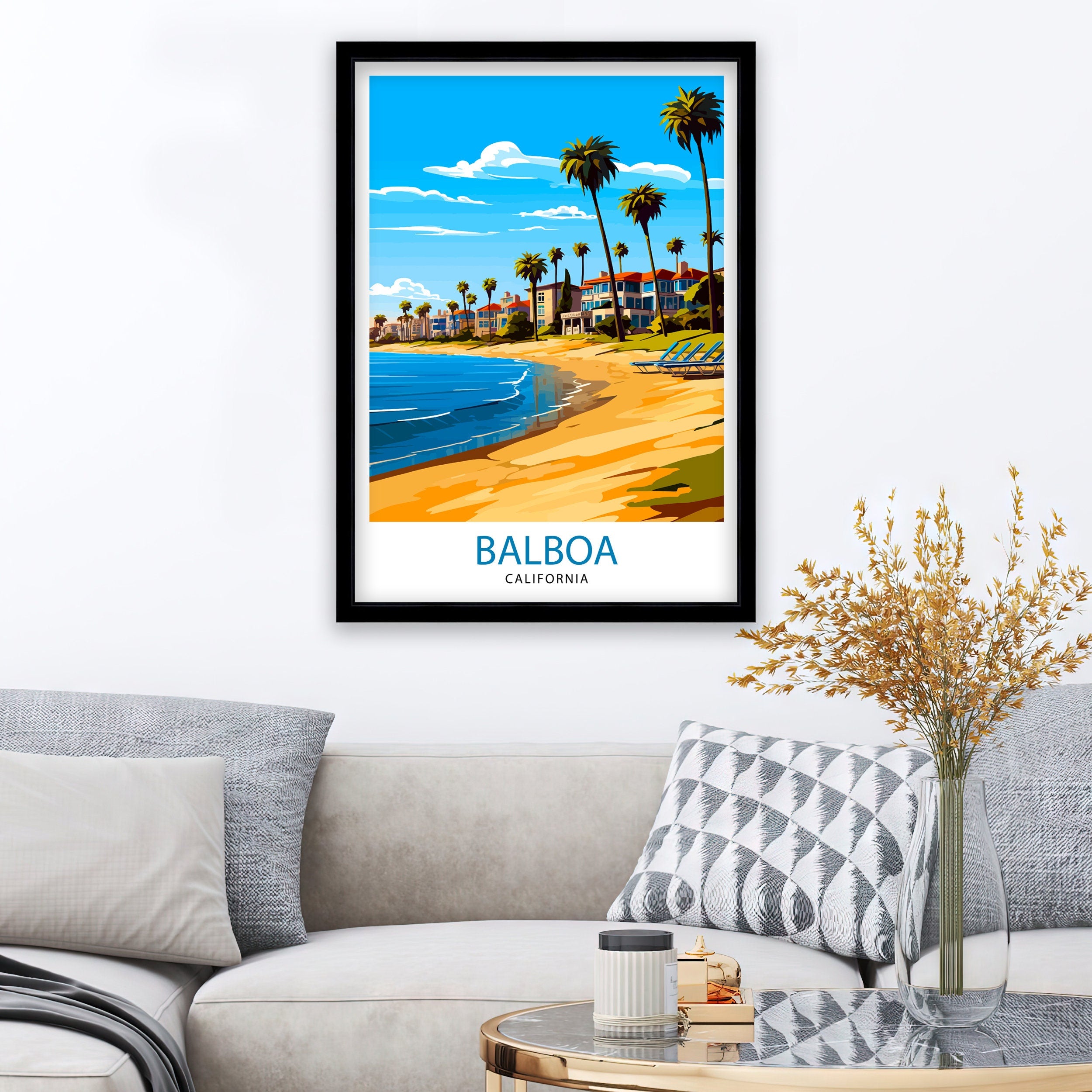 Balboa California Travel Print Balboa Wall Decor Balboa Poster California Travel Prints Balboa Art Print Balboa Illustration Balboa Wall Art