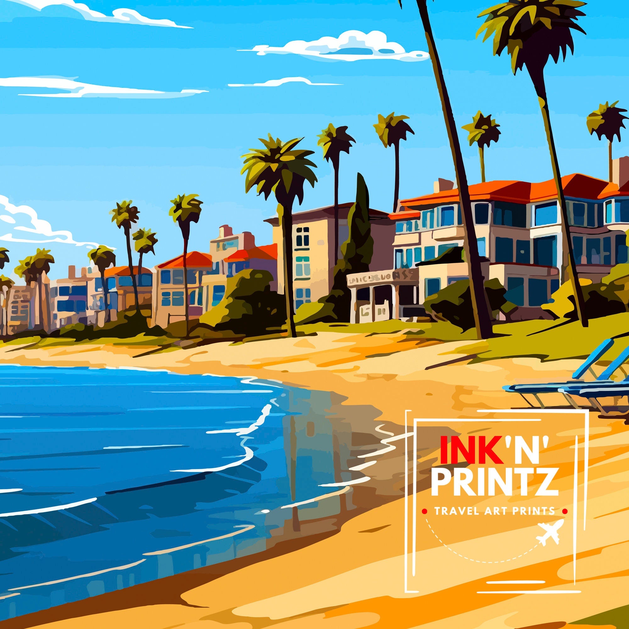 Balboa California Travel Print Balboa Wall Decor Balboa Poster California Travel Prints Balboa Art Print Balboa Illustration Balboa Wall Art