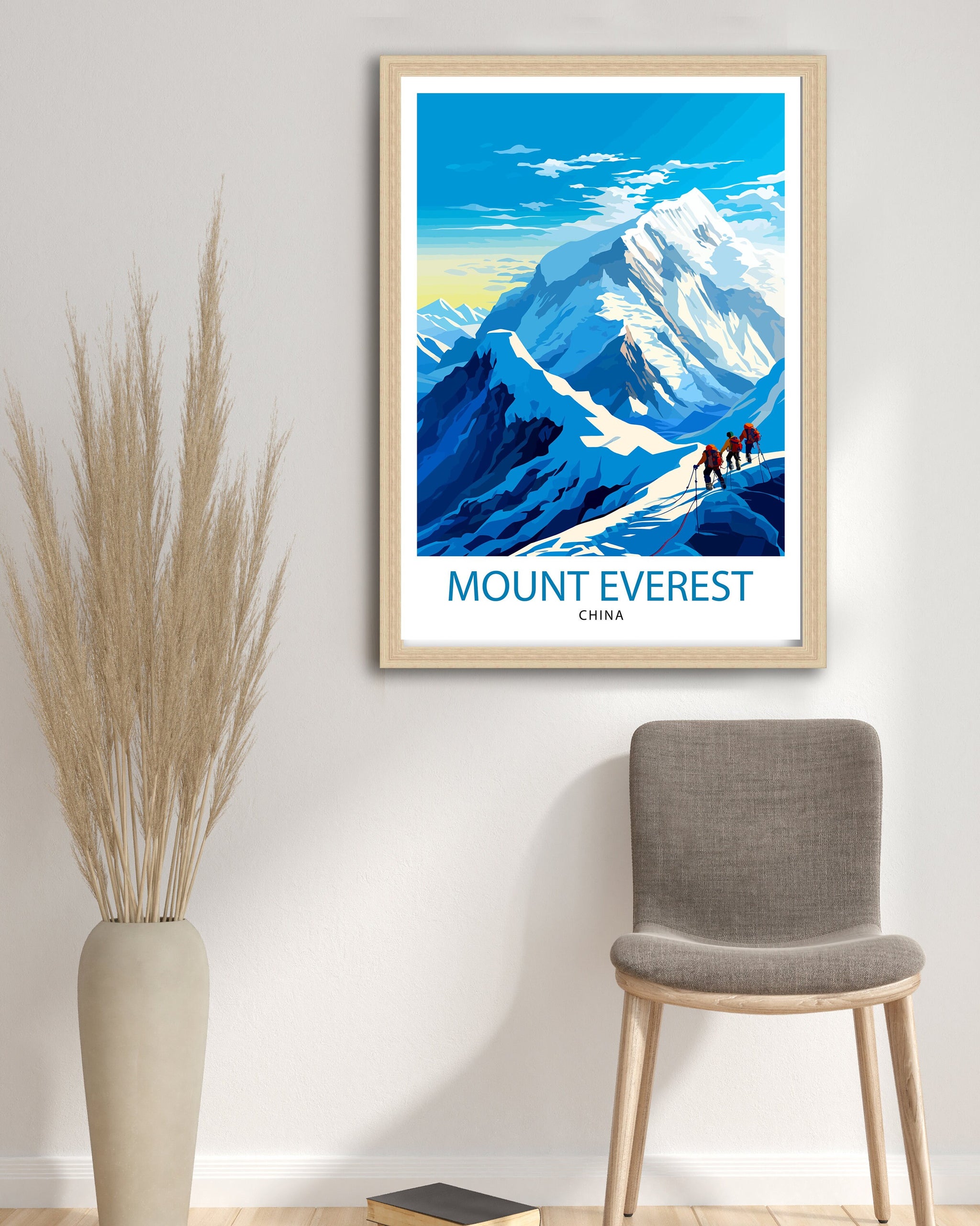 Mount Everest China Travel Print Everest Wall Decor Everest Poster China Travel Prints Everest Art Print Everest Illustration