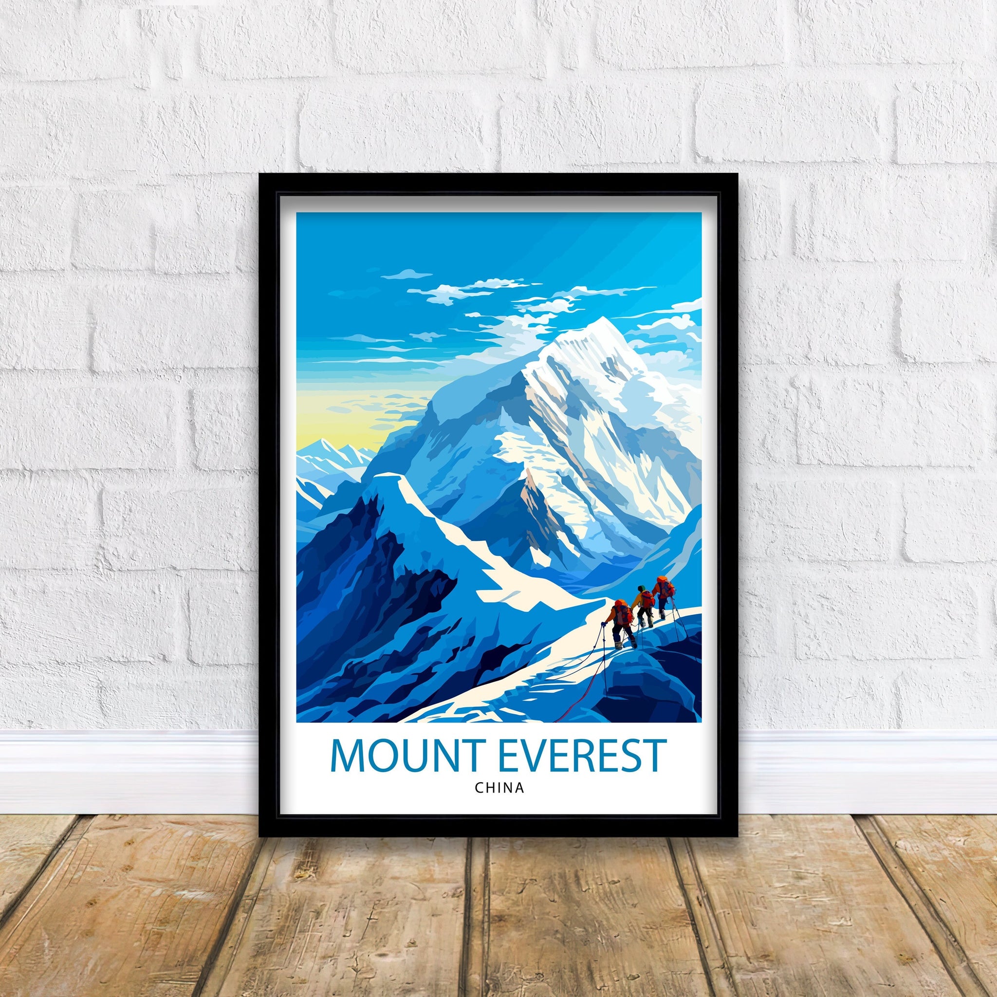 Mount Everest China Travel Print Everest Wall Decor Everest Poster China Travel Prints Everest Art Print Everest Illustration