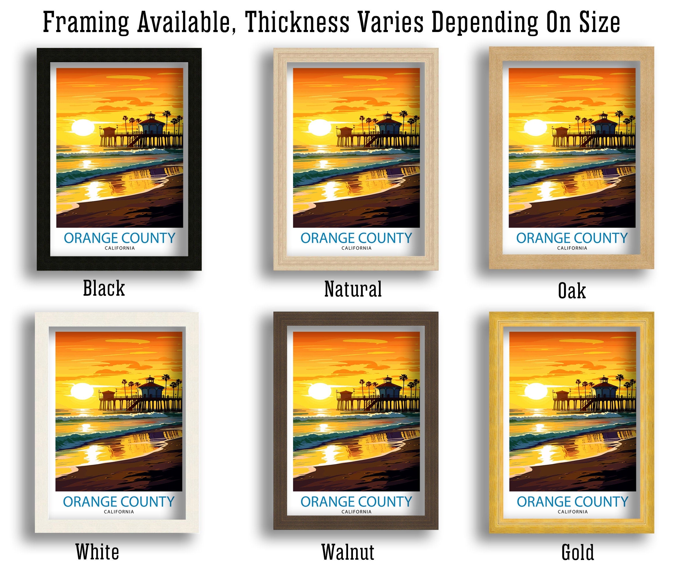 Orange County California Travel Print OC Wall Decor Orange County Poster California Travel Prints OC Art Print OC Illustration