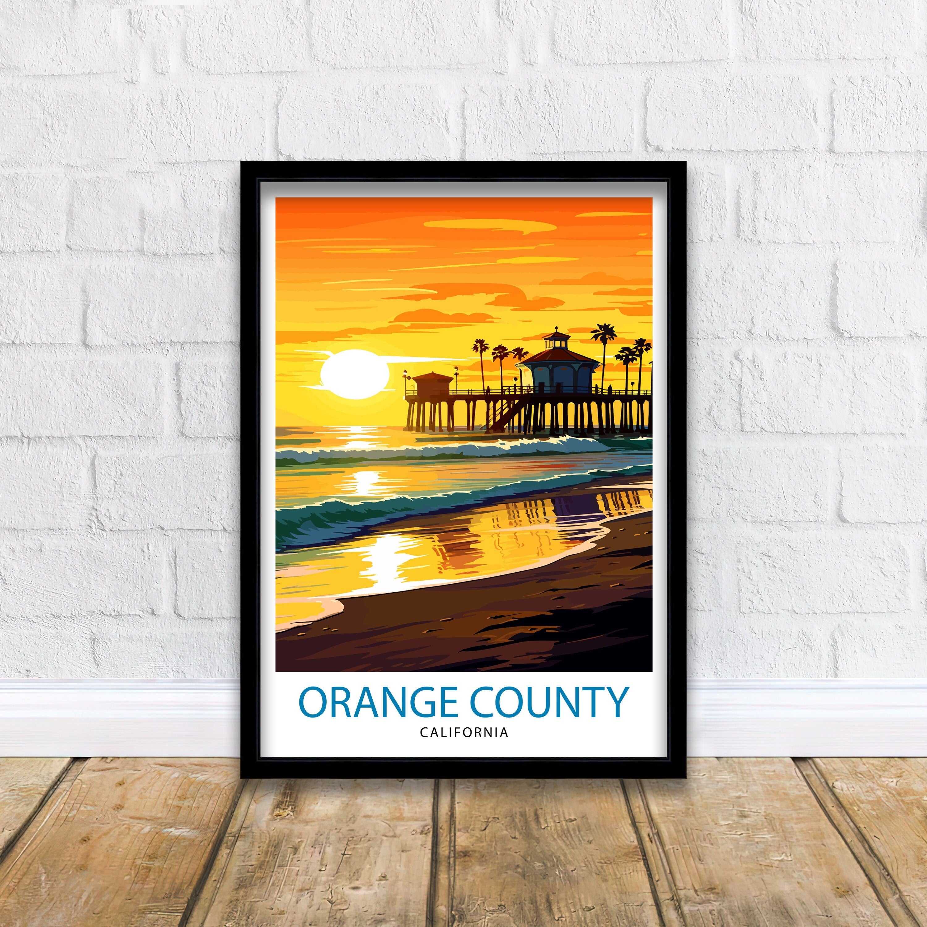 Orange County California Travel Print OC Wall Decor Orange County Poster California Travel Prints OC Art Print OC Illustration