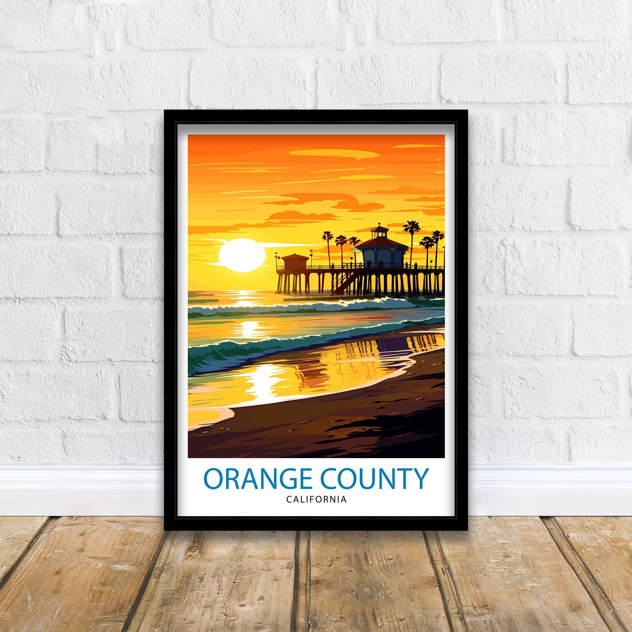 Orange County California Travel Print OC Wall Decor Orange County Poster California Travel Prints OC Art Print OC Illustration