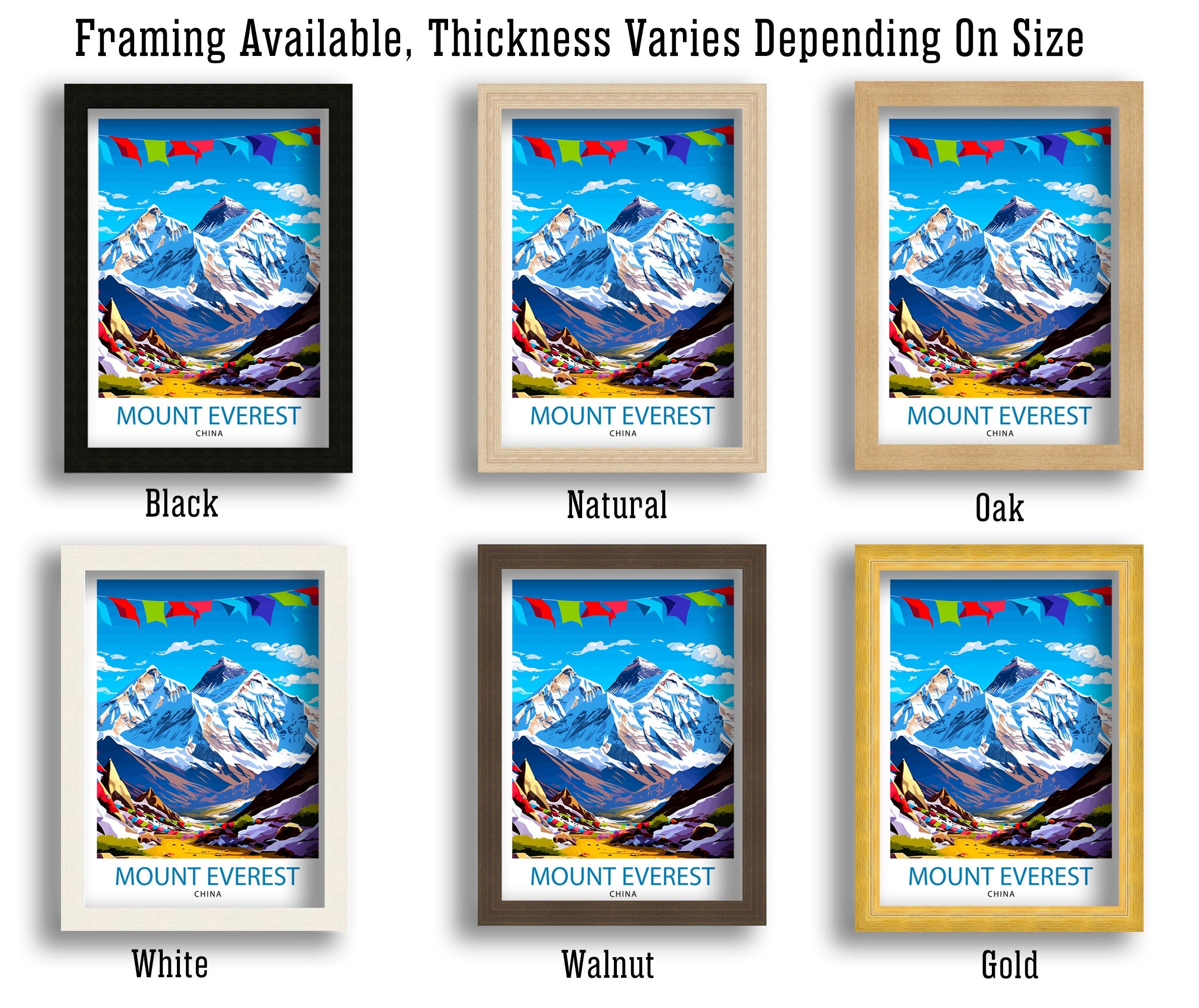 Mount Everest China Travel Print Everest Wall Decor Everest Poster China Travel Prints Everest Art Print Everest Illustration