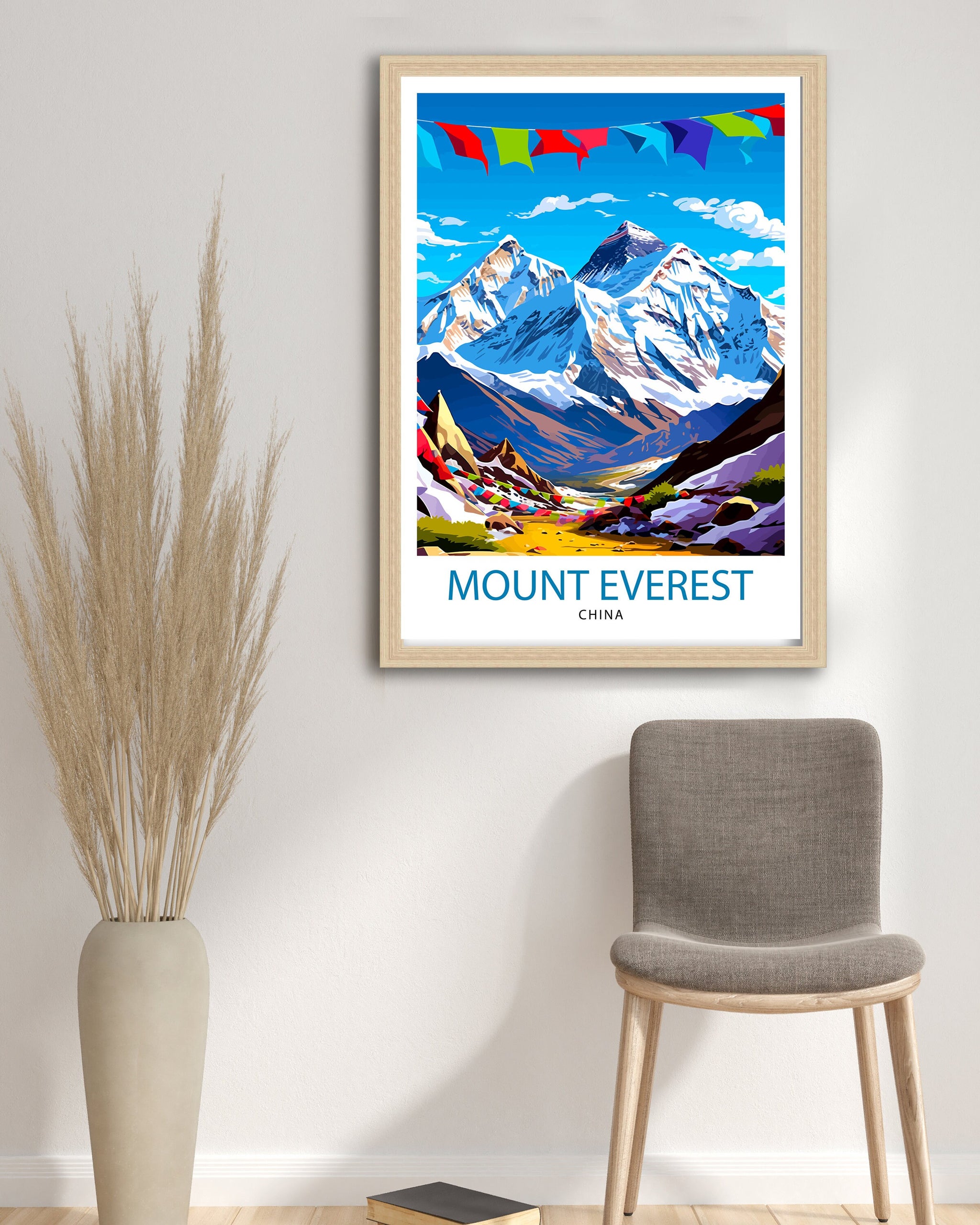 Mount Everest China Travel Print Everest Wall Decor Everest Poster China Travel Prints Everest Art Print Everest Illustration