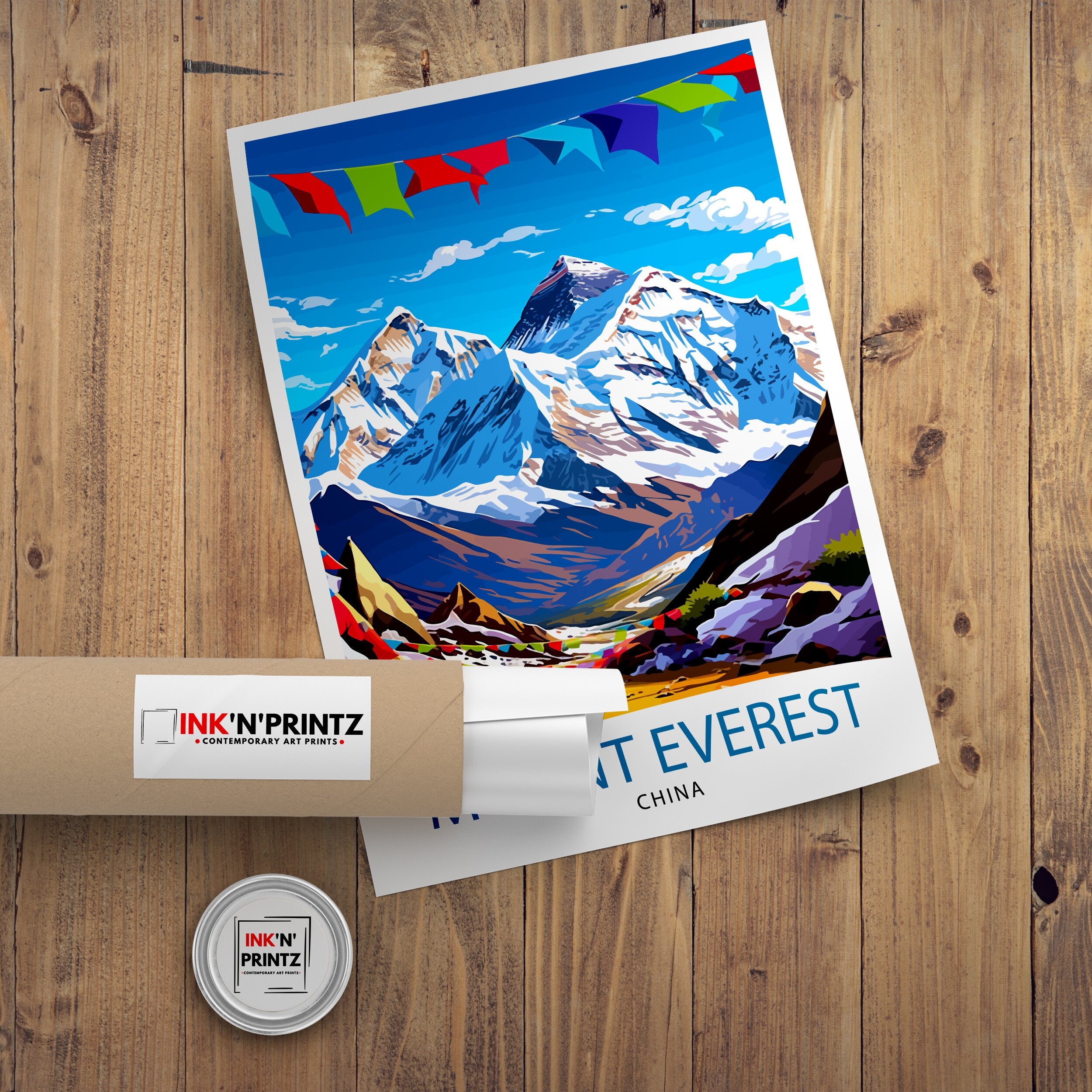 Mount Everest China Travel Print Everest Wall Decor Everest Poster China Travel Prints Everest Art Print Everest Illustration