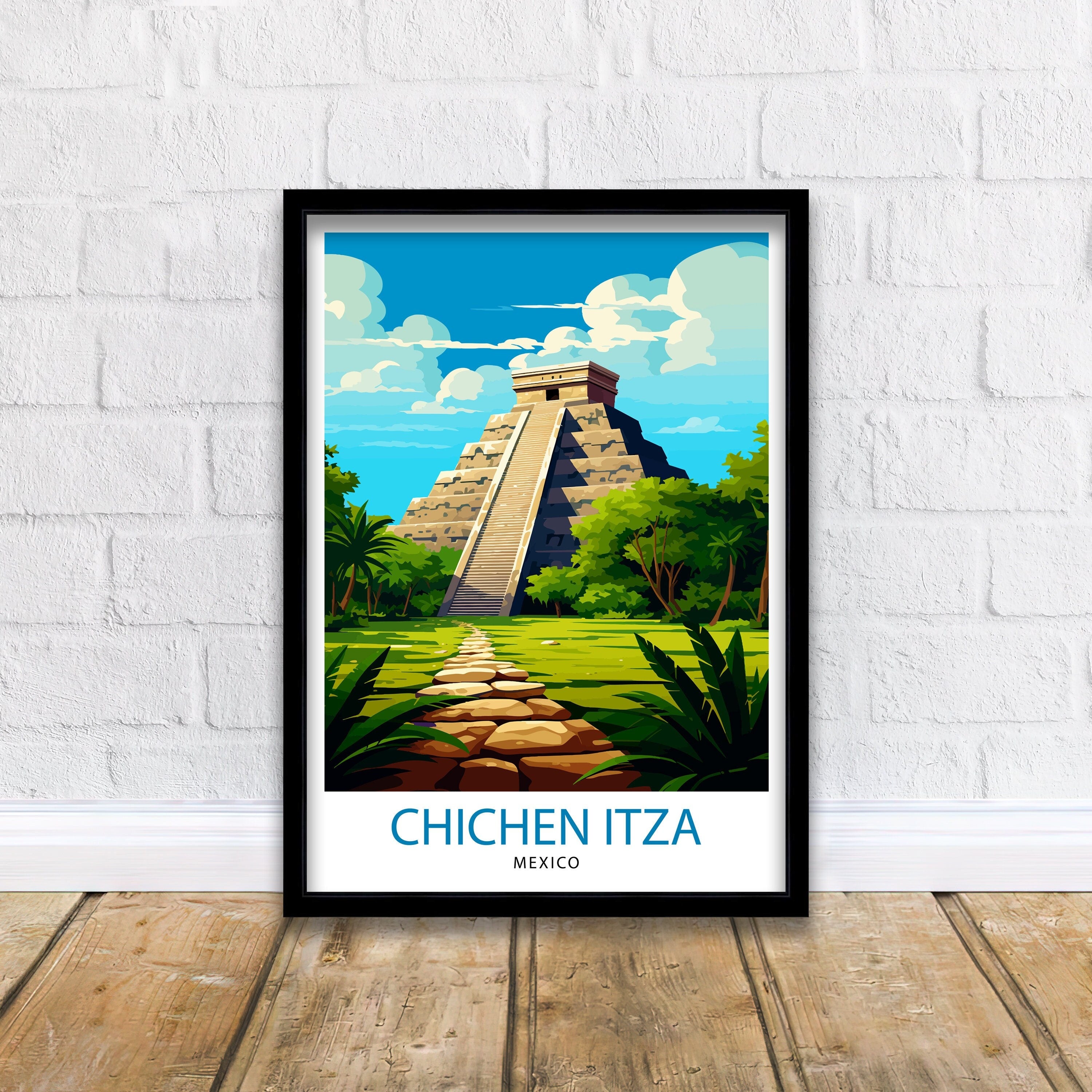 Chichen Itza Travel Print - Mayan Ruins Wall Art - Chichen Itza Poster - Mexico Travel Prints - Chichen Itza Art Print