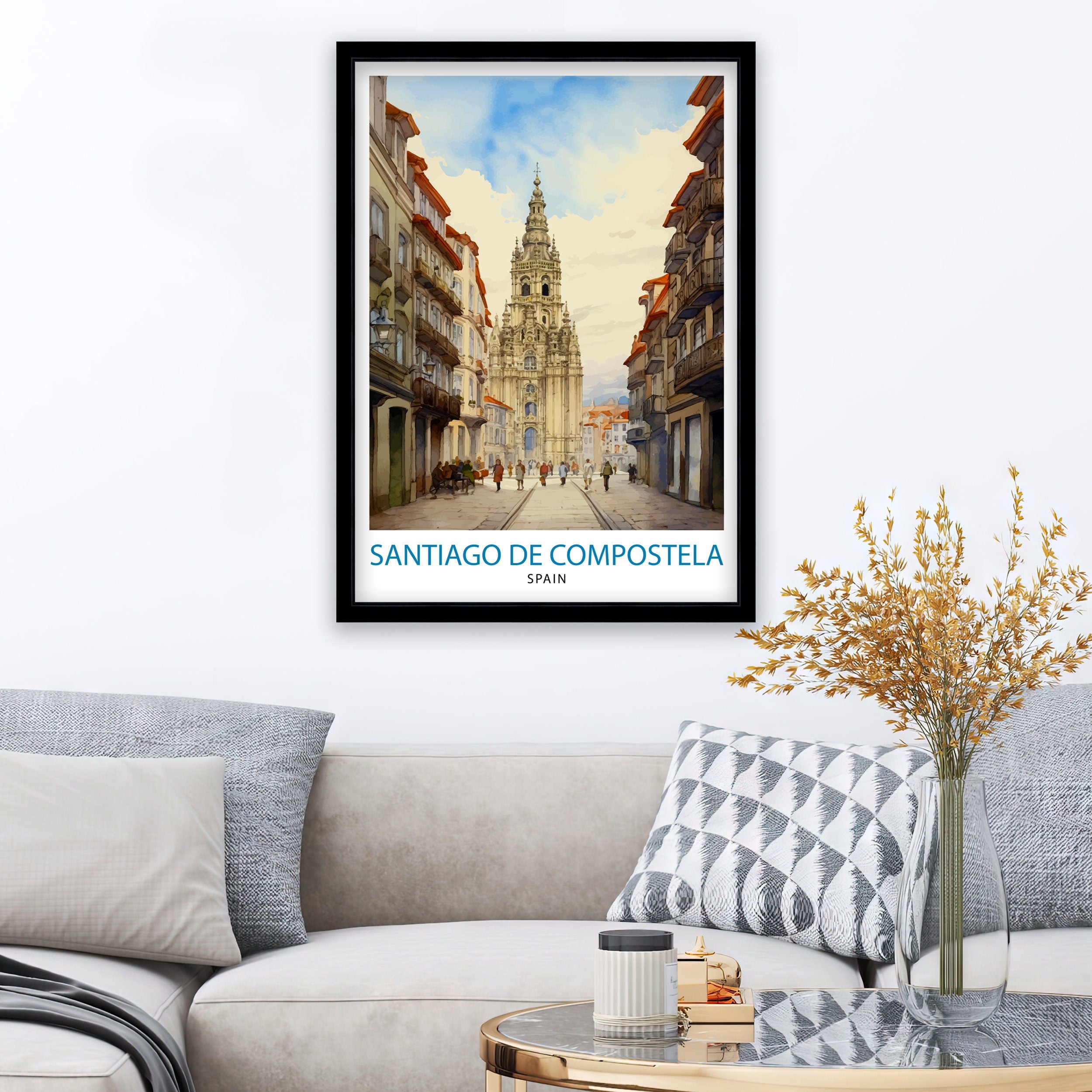 Santiago de Compostela Print Santiago Wall Decor Santiago Poster Santiago Art Print Santiago Wall Art Gift for Santiago Travel Santiago Home