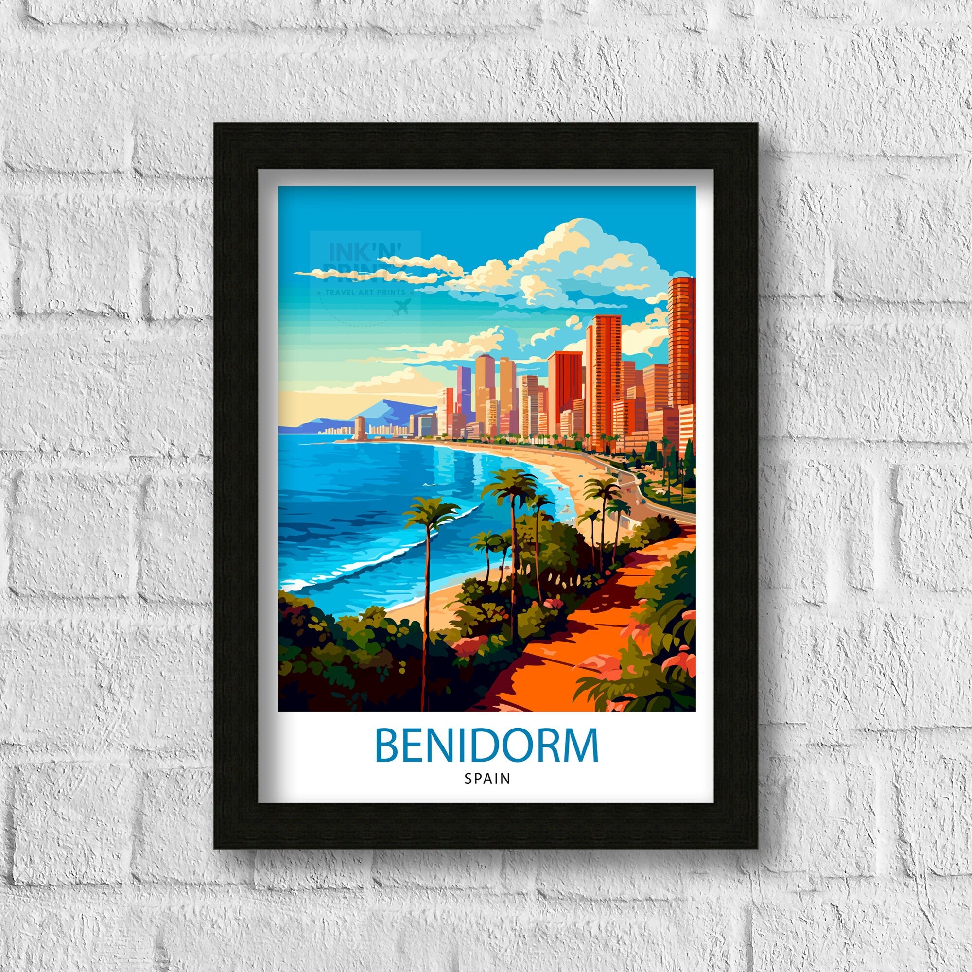 Benidorm Spain Print Benidorm Wall Decor Benidorm Poster Benidorm Art Print Benidorm Wall Art Gift for Benidorm Travel Benidorm Home Decor