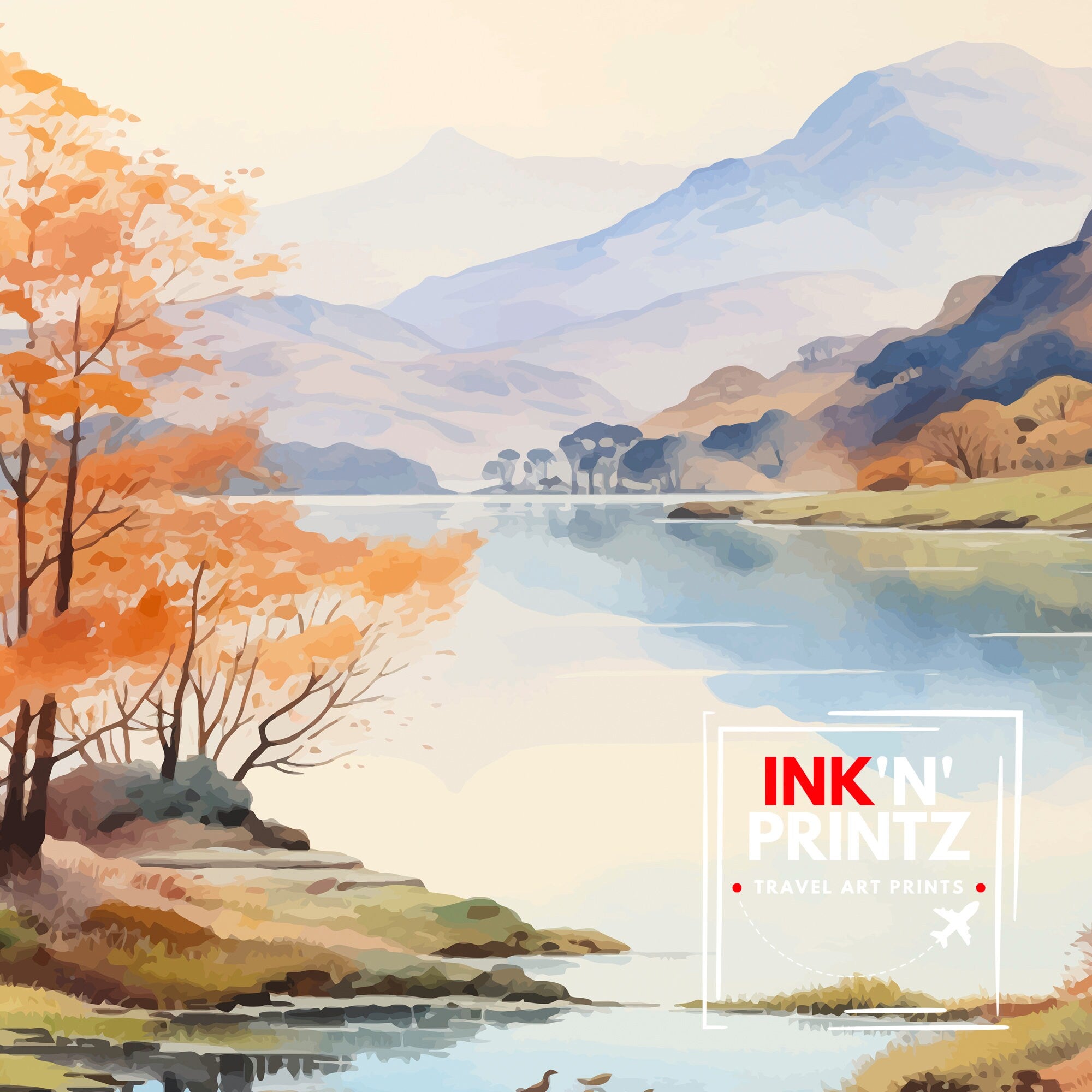 Ullswater Lake District Travel Print Lake District Wall Decor Ullswater Home Living Decor Ullswater Illustration Travel Poster Gift for