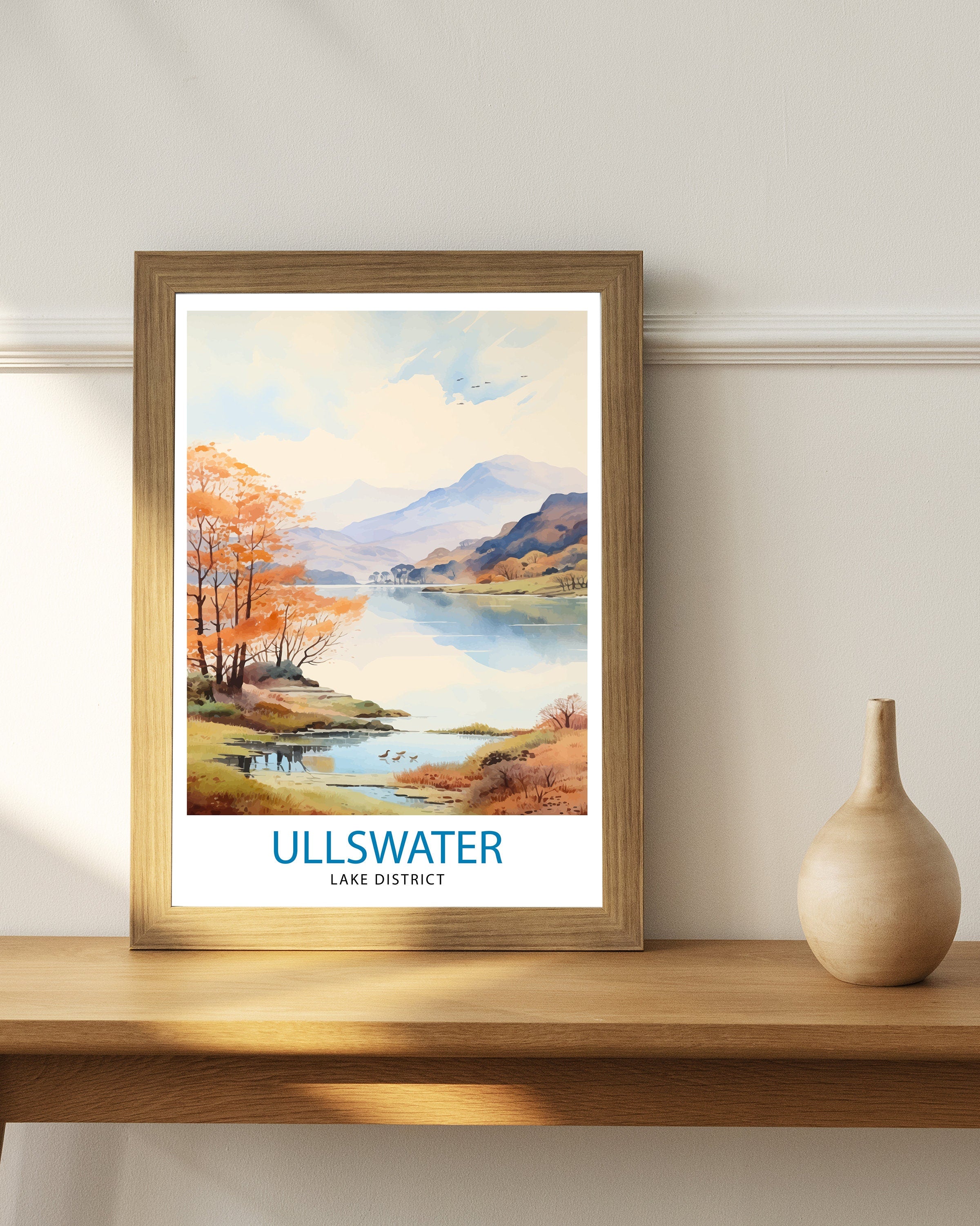 Ullswater Lake District Travel Print Lake District Wall Decor Ullswater Home Living Decor Ullswater Illustration Travel Poster Gift for